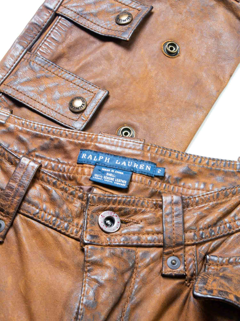 Ralph Lauren Leather Cargo Pants Brown