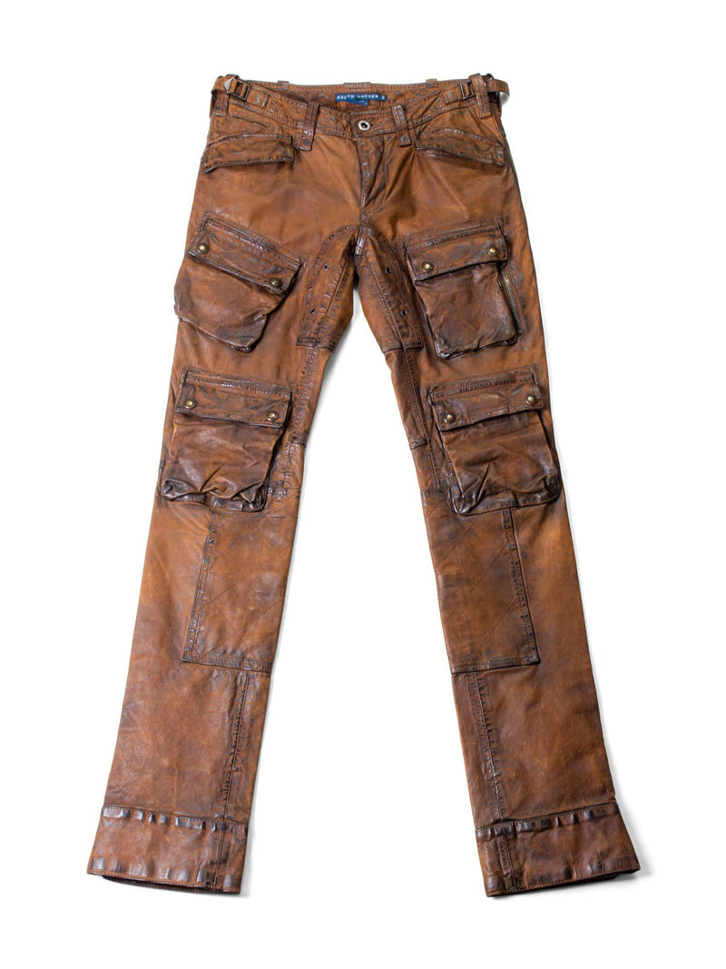 Ralph Lauren Leather Cargo Pants Brown