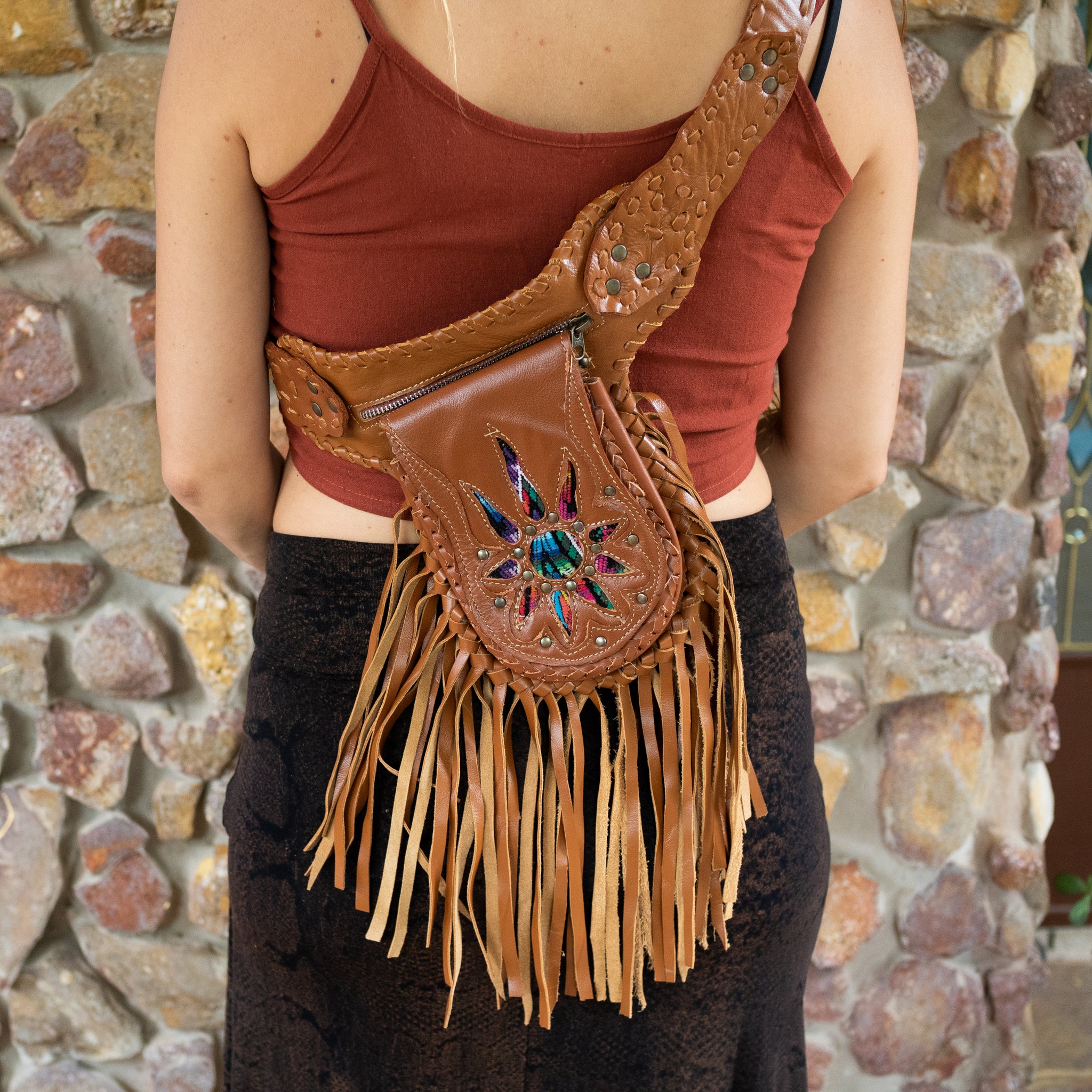 Tan Bohemian Leather Festival Belt with Tassels and Embroidery – Ethnic  Spirit