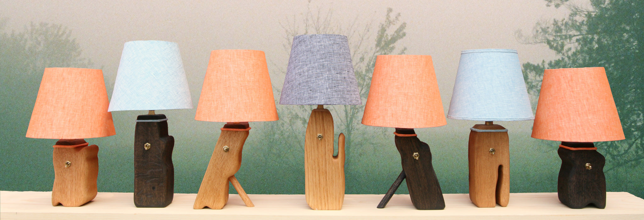 Log lamp collection, set of 7