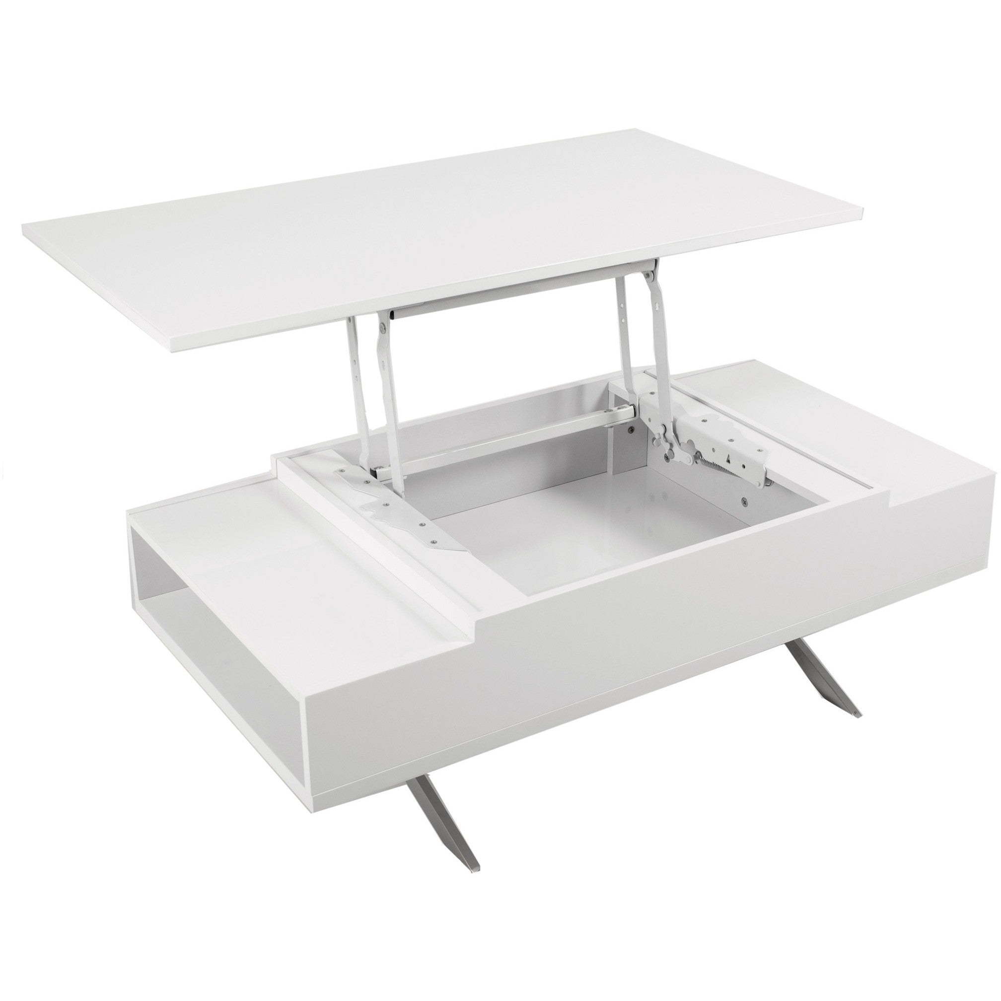 Stelar White Lift Top Rectangular Coffee Table By Matrix Coffee Table Direct