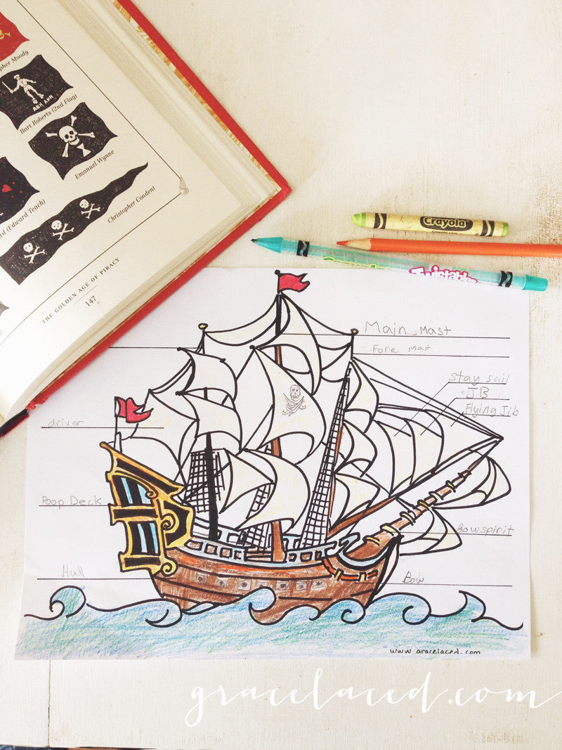 The Anatomy Of A Pirate Ship Coloring Sheet Free Printable