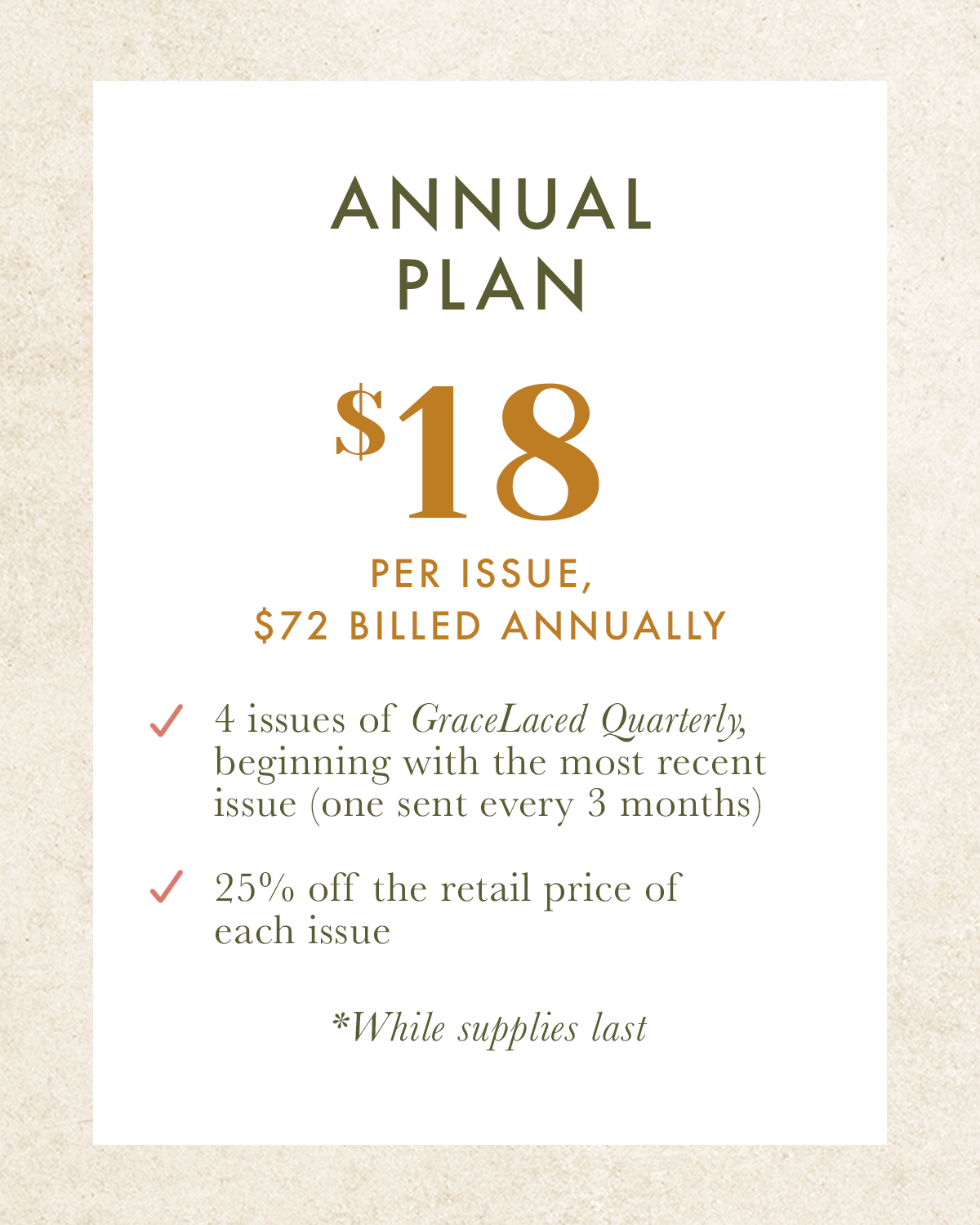 GraceLaced Quarterly (Annual Plan)