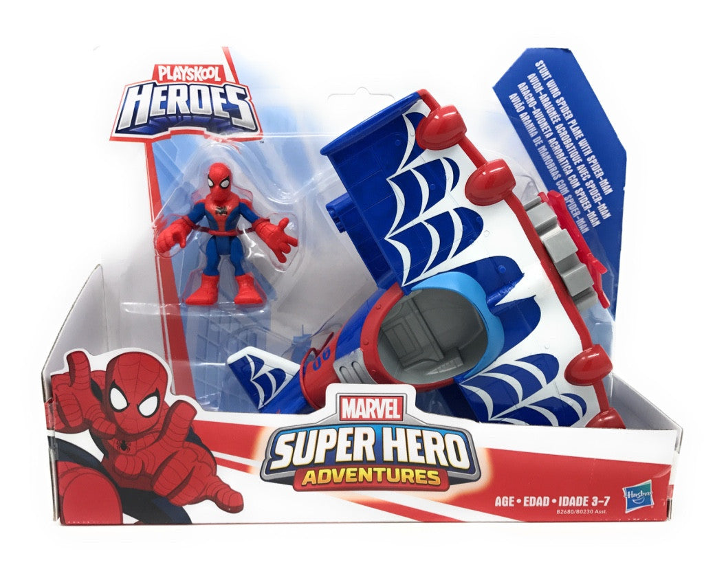 Marvel Super Hero Adventures Stunt Wing Spider Plane With Spider-Man |  Nozlen Toys