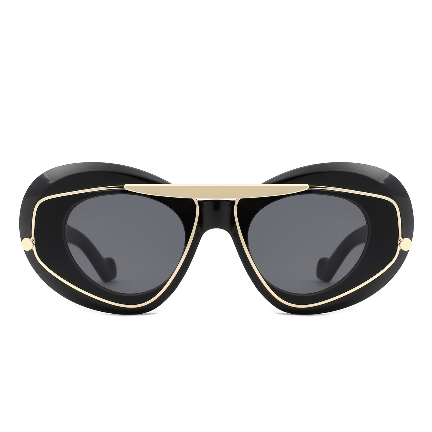 HS3022 - Oversize Chunky Futuristic Top Bar Oval Wholesale SUNGLASSES