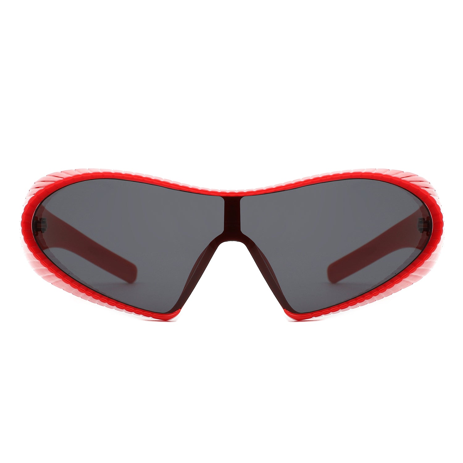 HS1308 - Wrap Around Shield Oversize Winged Bar Sleek Wholesale SUNGLASSES