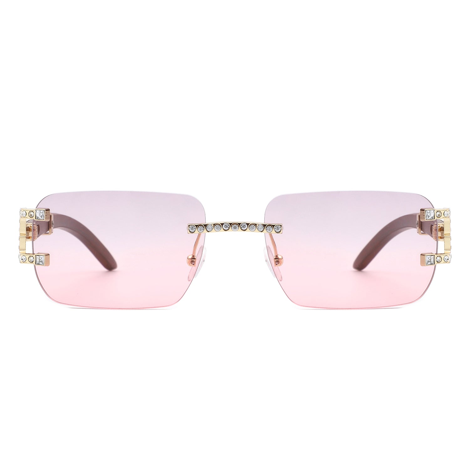 HJ2083 - Rectangle Rimless Luxury Rhinestone Square Wholesale Sunglasses