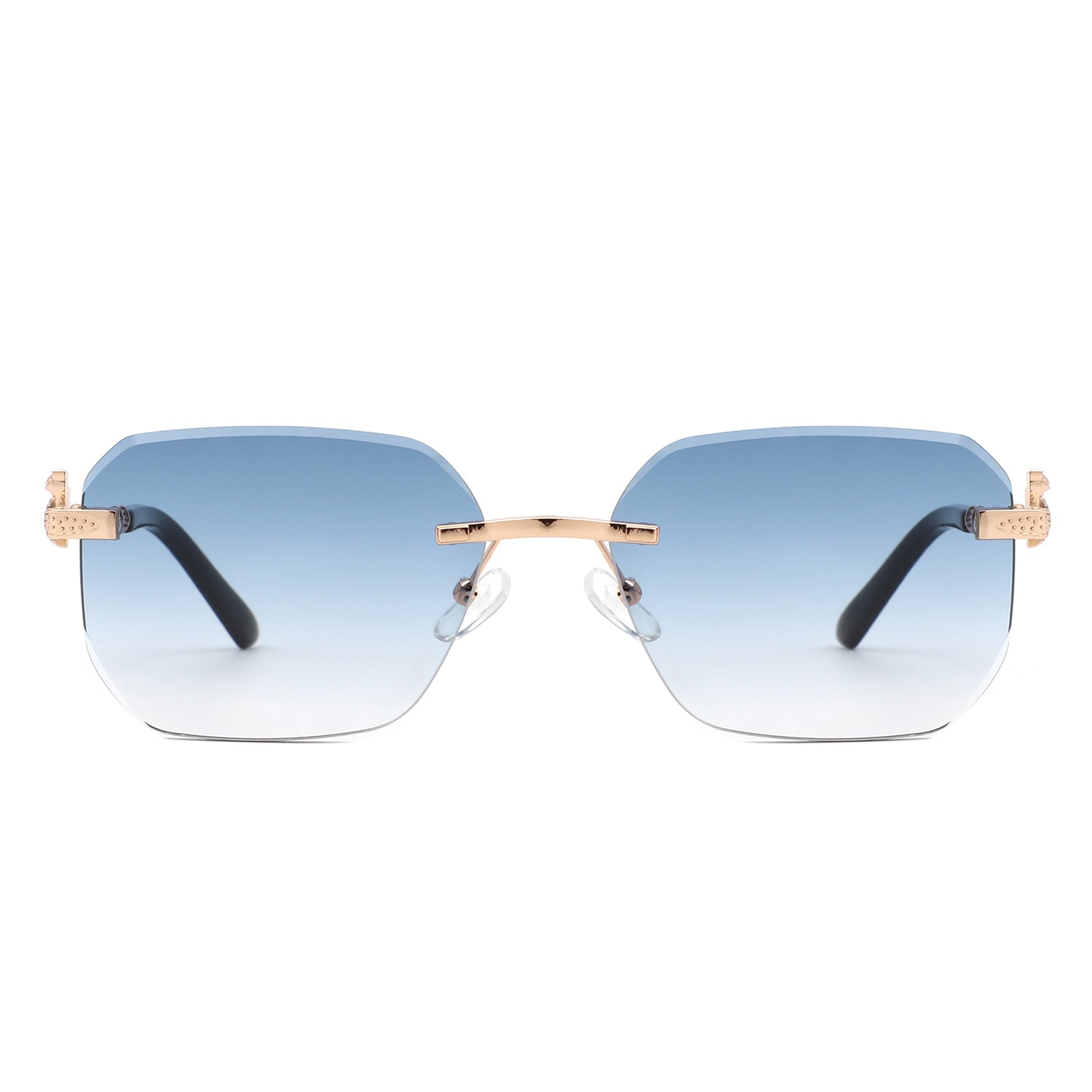 HJ2073 - Rectangle Rimless Curved Tinted Suare Wholesale Sunglasses