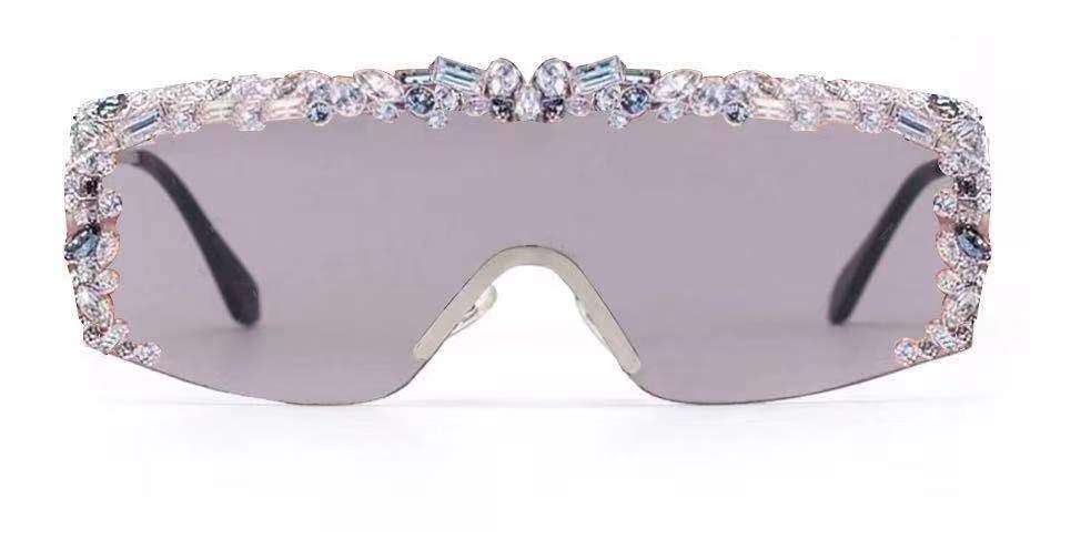 Women Flat Top Rectangle Rhinestone Fashion SUNGLASSES