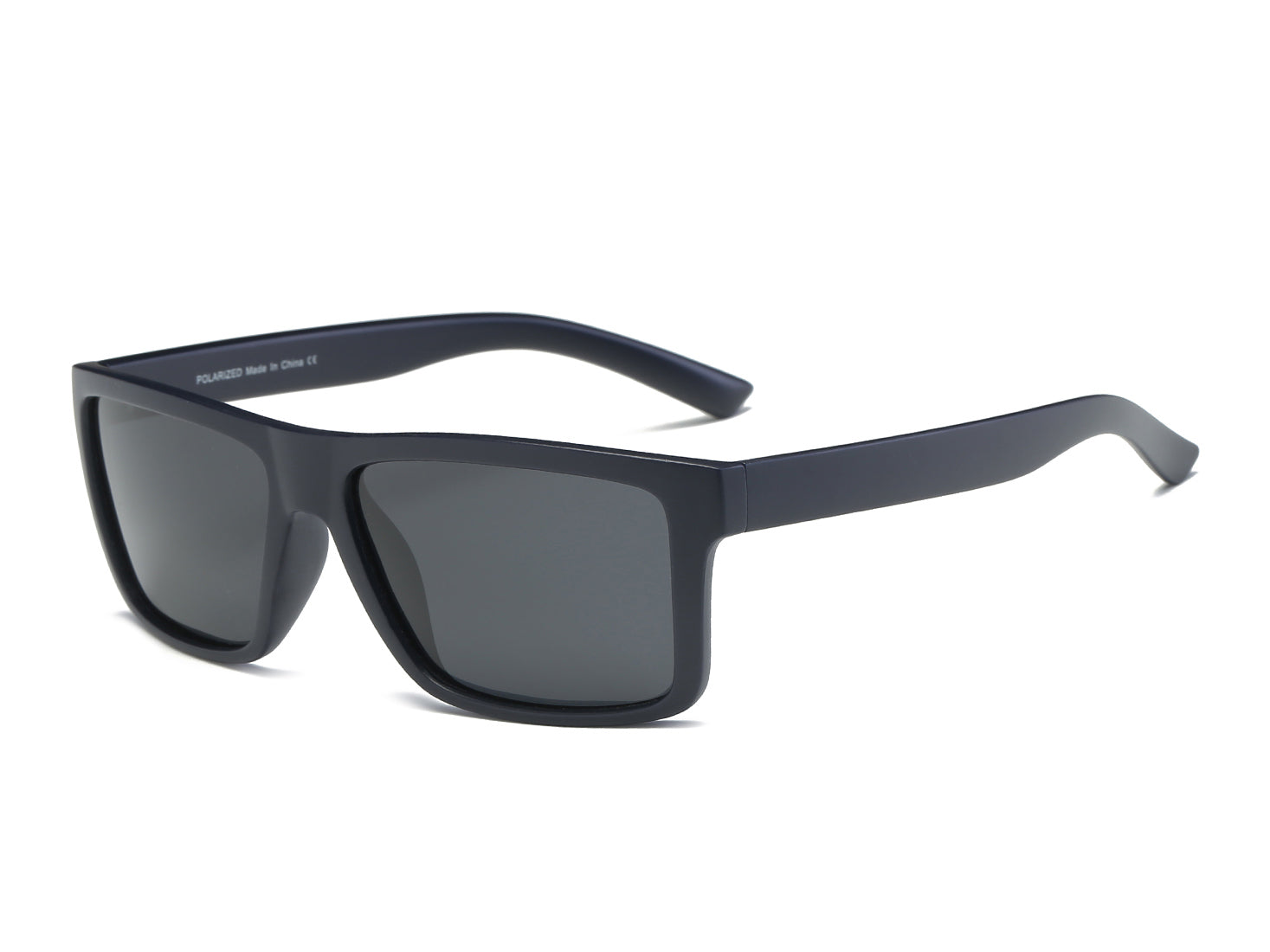 P1002 - Retro Polarized Rectangle Sunglasses Matte navy FRAME with black lens