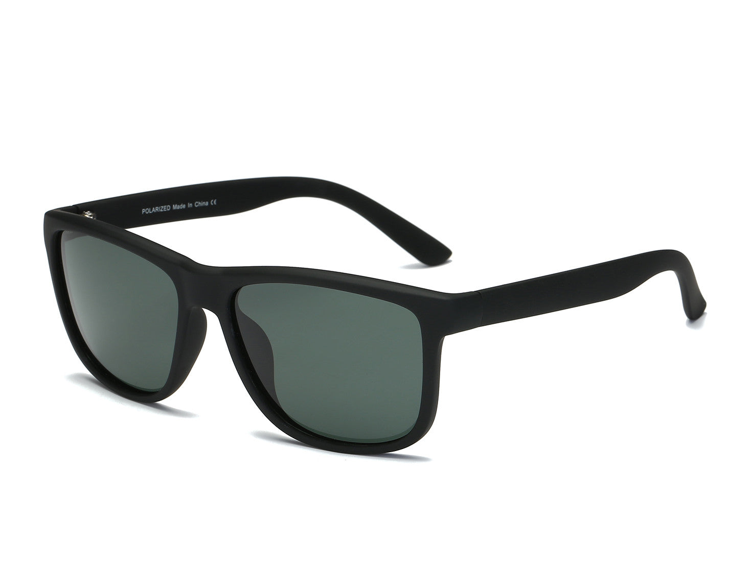 P1001 - Square Retro Polarized Flat Top SUNGLASSES Matte Black