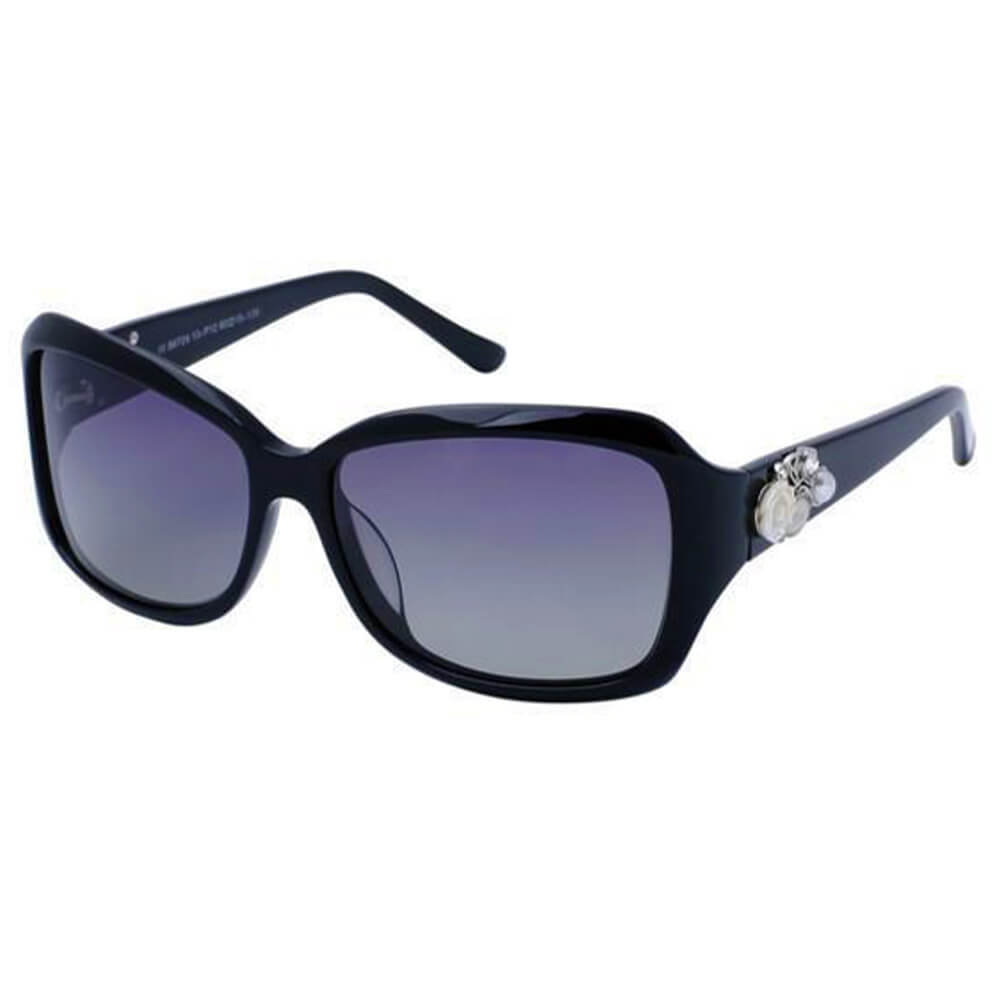 B6724 - Women Rectangle Oversize Fashion Sunglasses Black - Purple Smoke