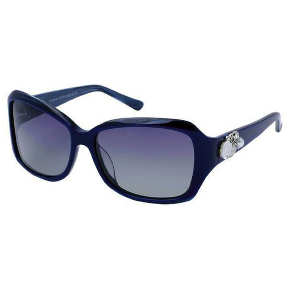 B6724 - Women Rectangle Oversize FASHION SUNGLASSES Navy Blue - Purple Smoke