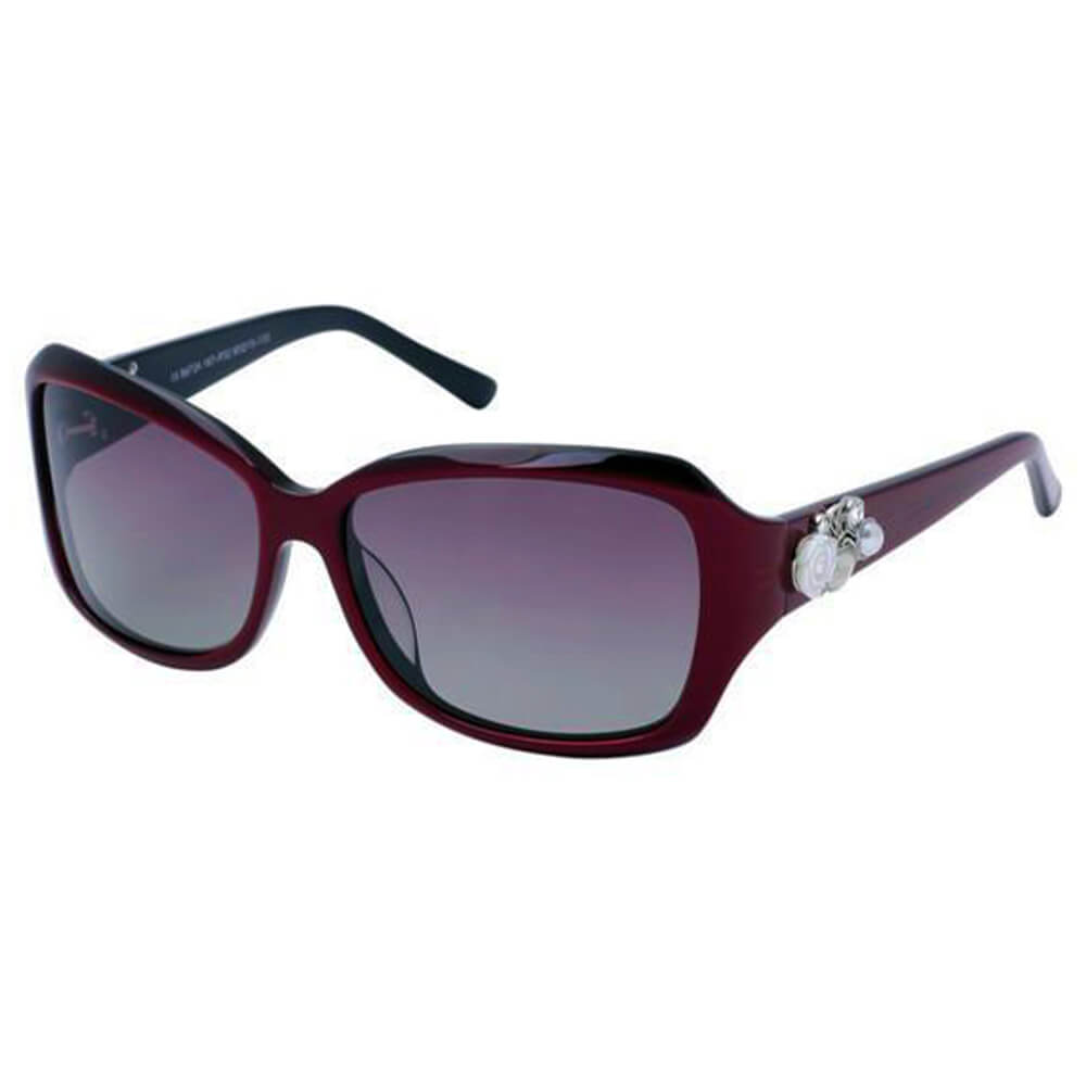 B6724 - Women Rectangle Oversize FASHION SUNGLASSES Maroon - Maroon Smoke