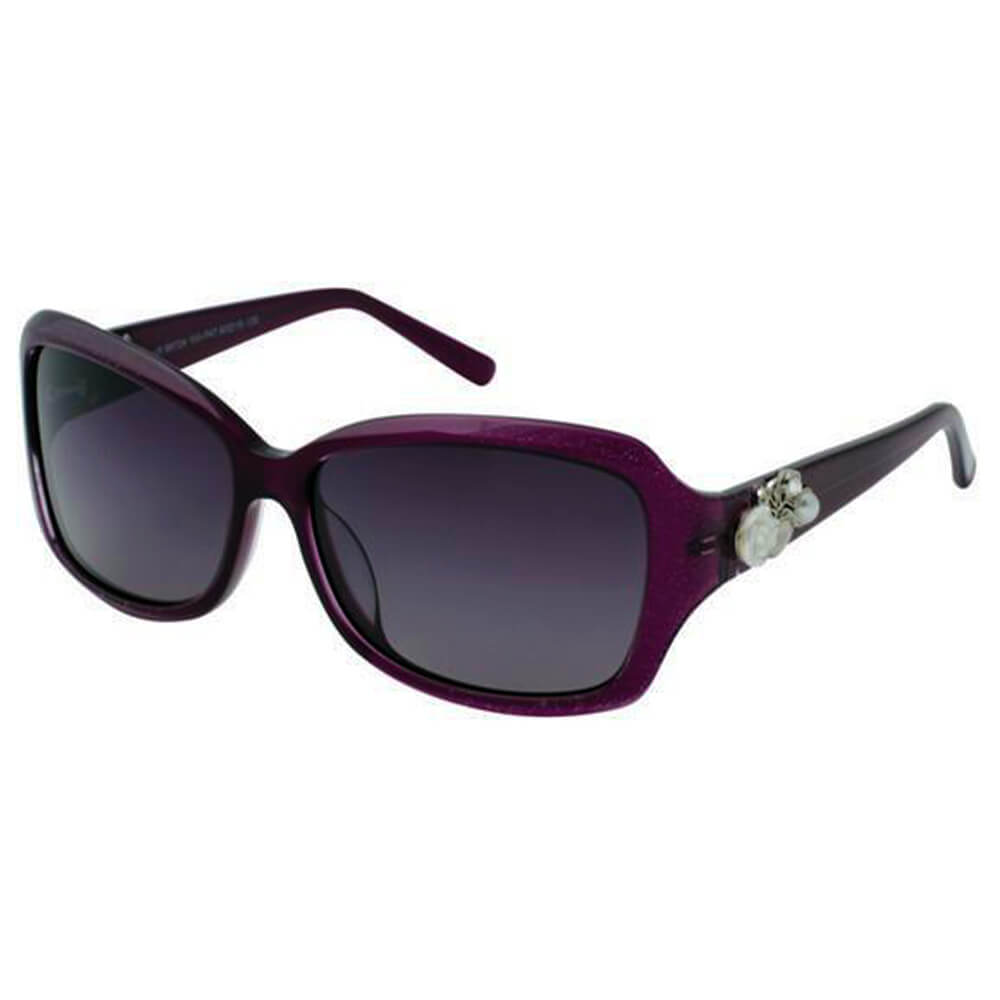 B6724 - Women Rectangle Oversize Fashion Sunglasses Purple - Black Smoke