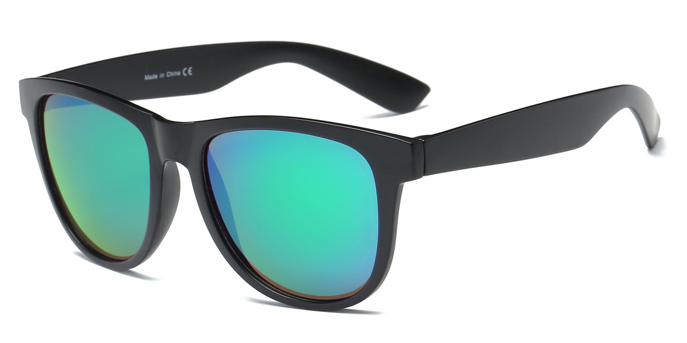S1031 - Retro VINTAGE Round Shape Mirrored Sunglasses Black / Green