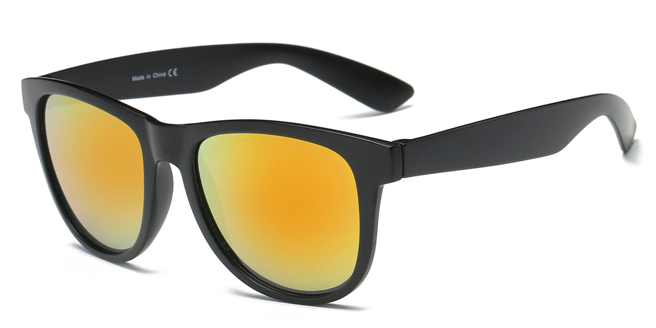 S1031 - Retro VINTAGE Round Shape Mirrored Sunglasses Black / Orange