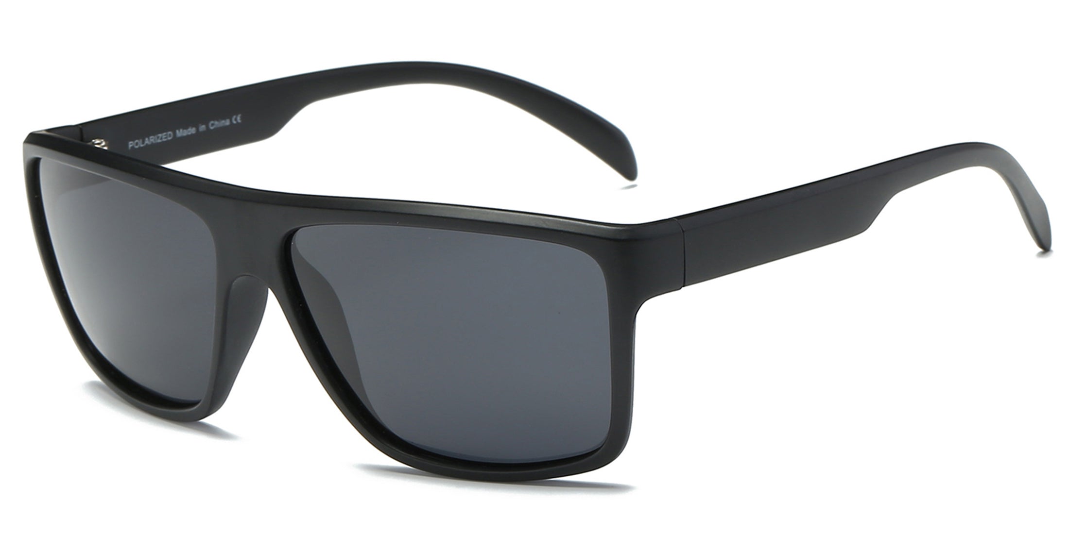 P1008 - Rectangle Retro VINTAGE Polarized Sunglasses Shiny Black
