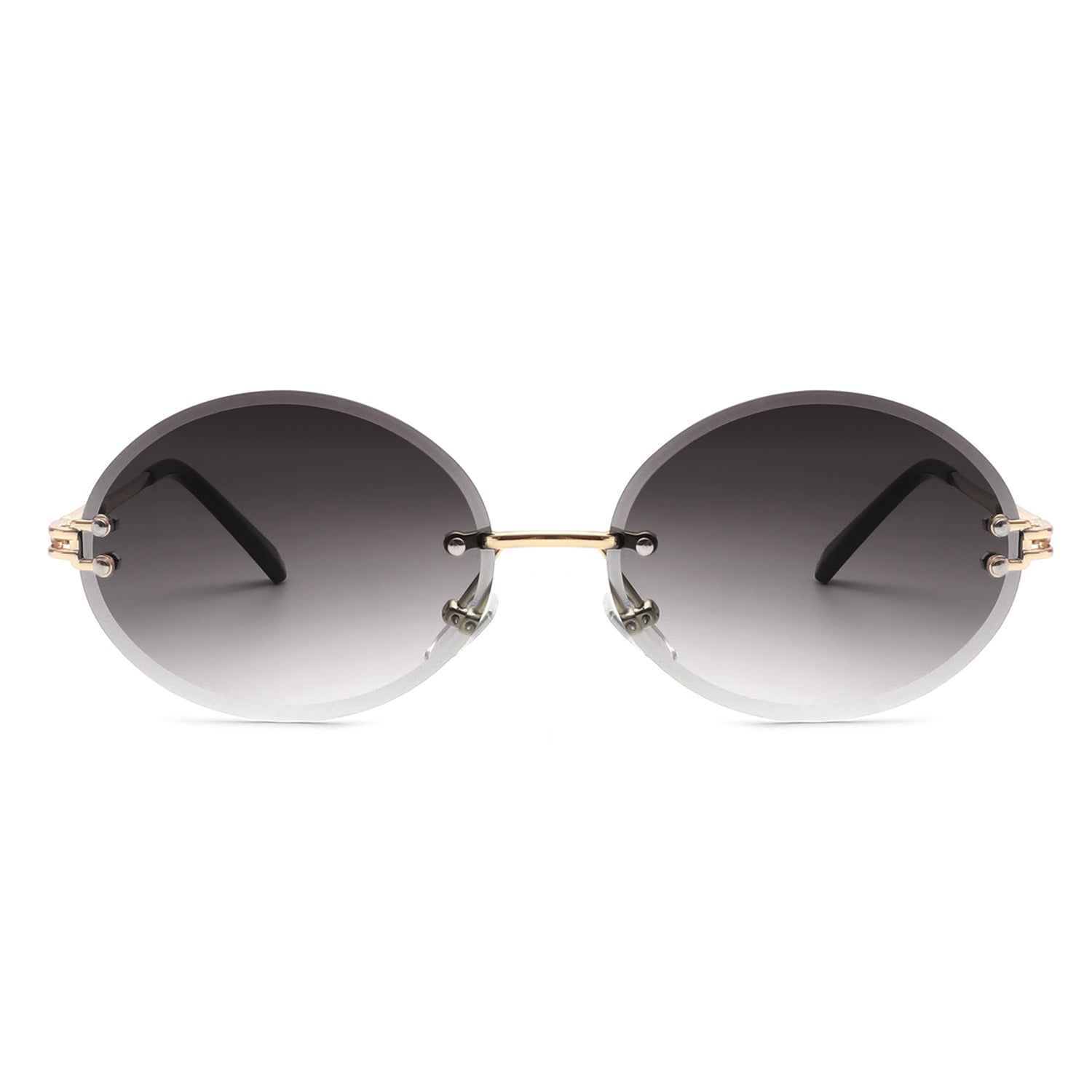 HW2007 - Round Oval Rimless Retro Circle Vintage Tinted FASHION SUNGLASSES