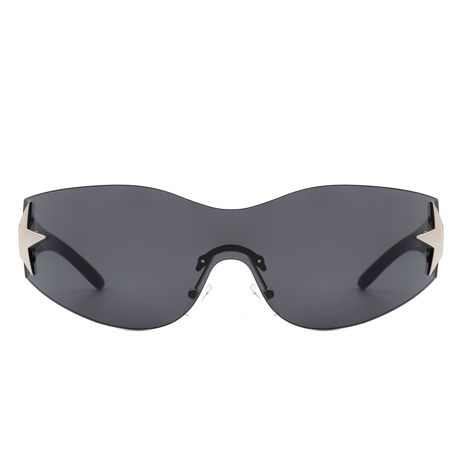 HW2031 - Women Rectangle Rimless Wraparound Shield Fashion Oversize WHOLESALE SUNGLASSES