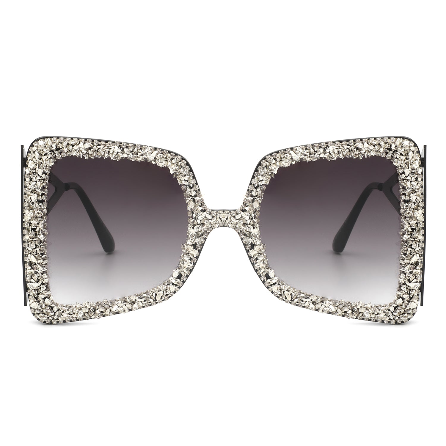 HS3009 - Women Oversize Rhinestone Crystals Square Fashion Sunglasses