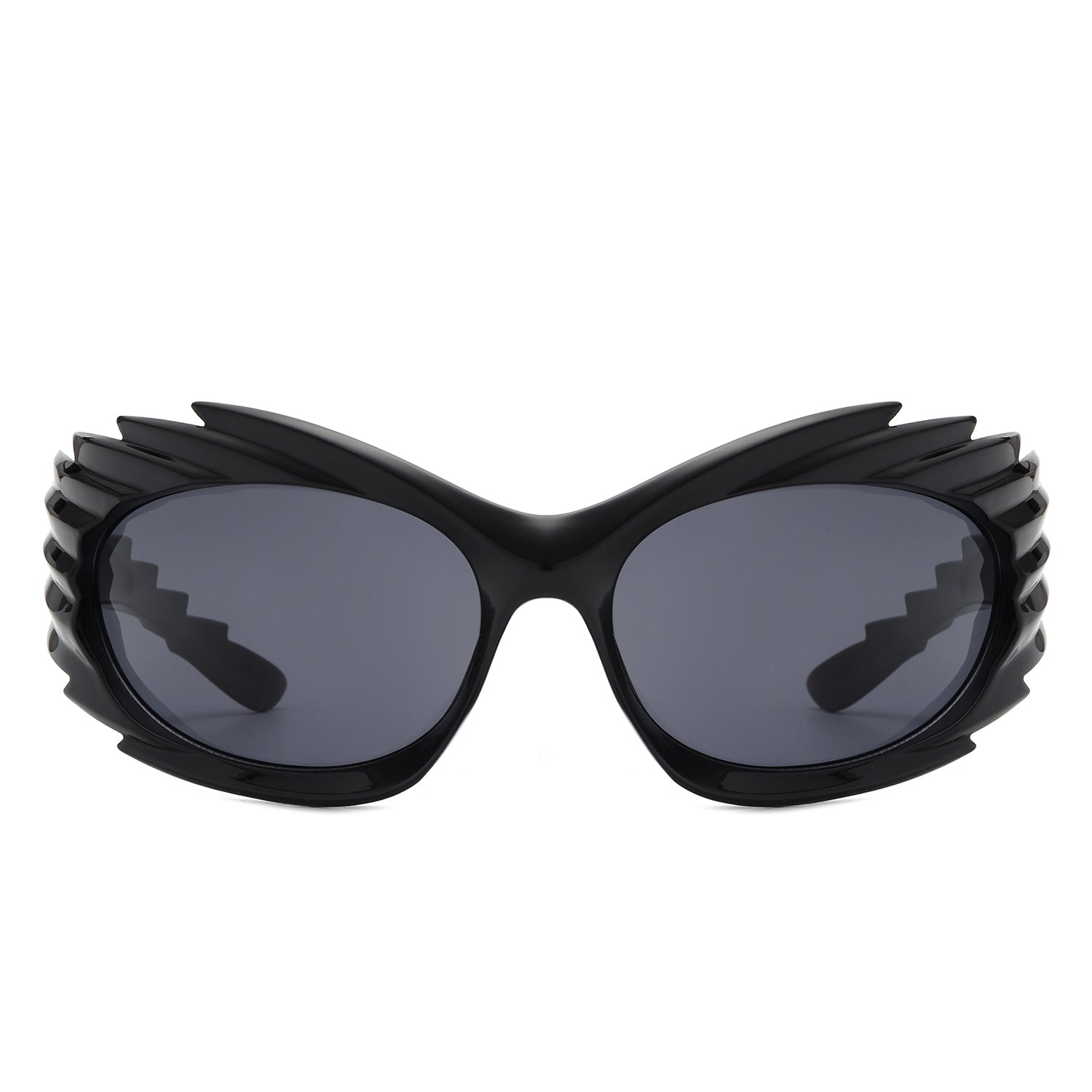 HS2136 - Rectangle Wrap Around Sport Oval Spike FASHION Wholesale SUNGLASSES