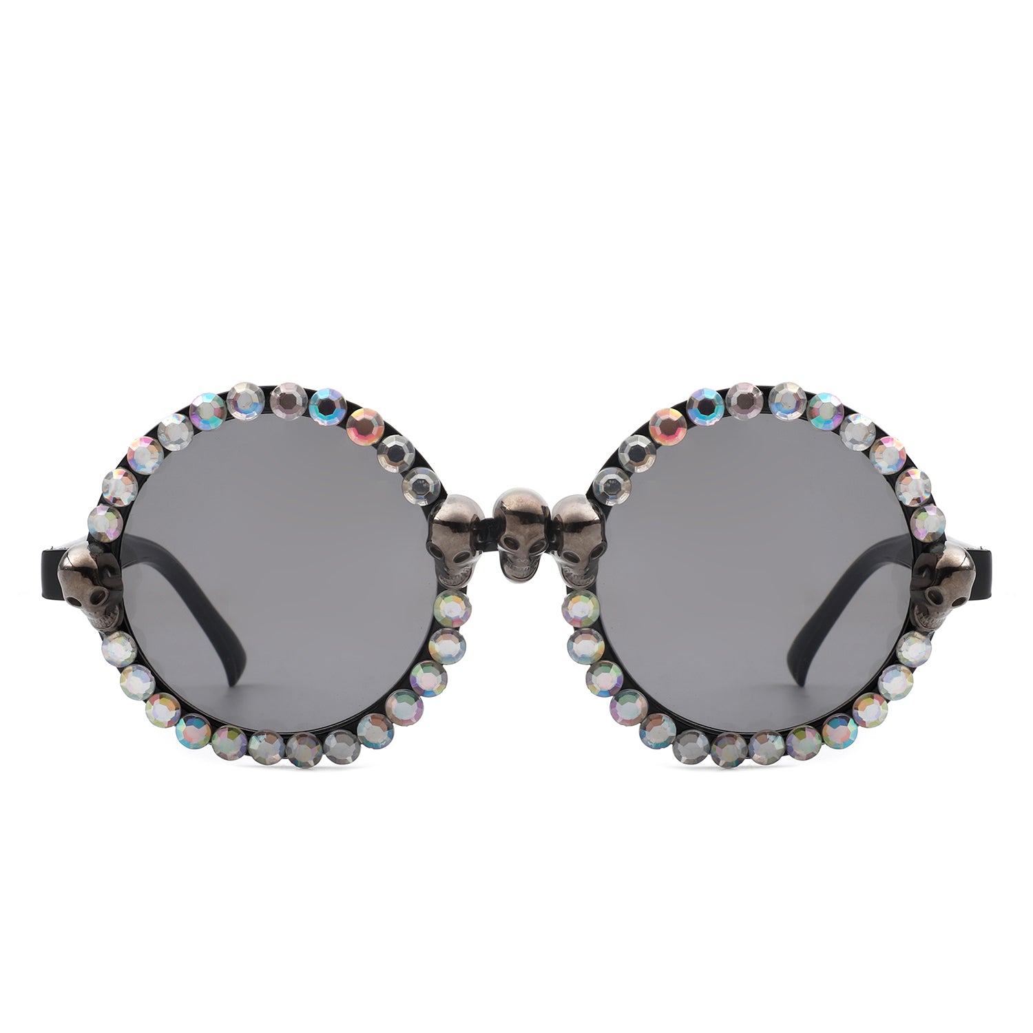 HS1170 - Round Retro Gothic Rhinestone Skull Punk Party WHOLESALE SUNGLASSES