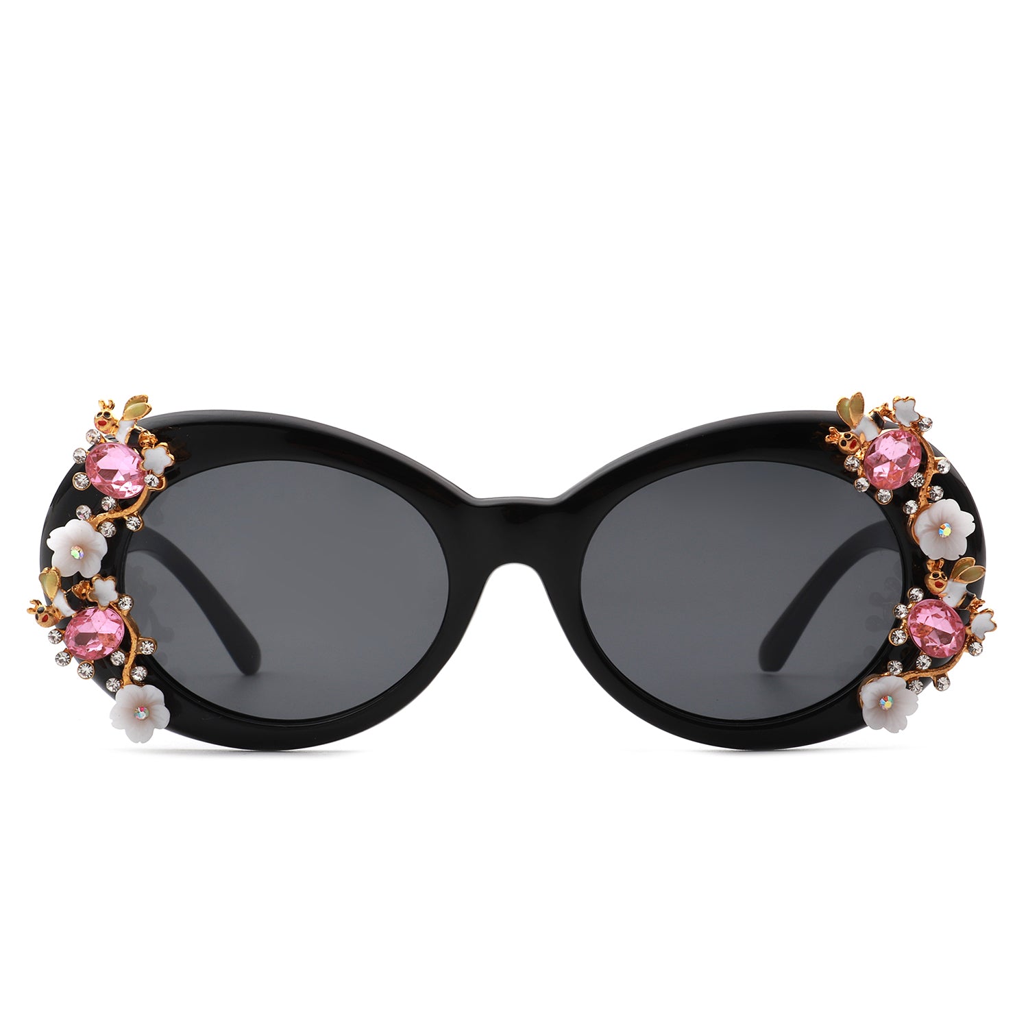 HS3018 - Women Oval Round Floral Design FASHION Wholesale SUNGLASSES