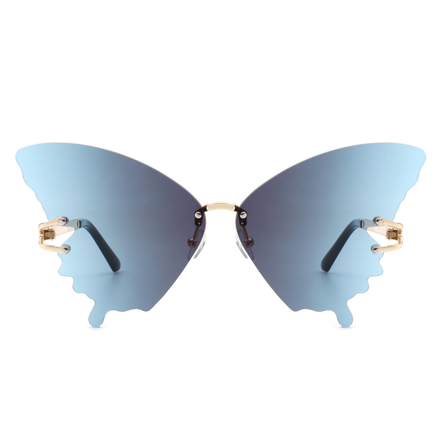 HJ2013-1 - Rimless Oversize Butterfly Tinted Fashion Women Wholesale Sunglasses