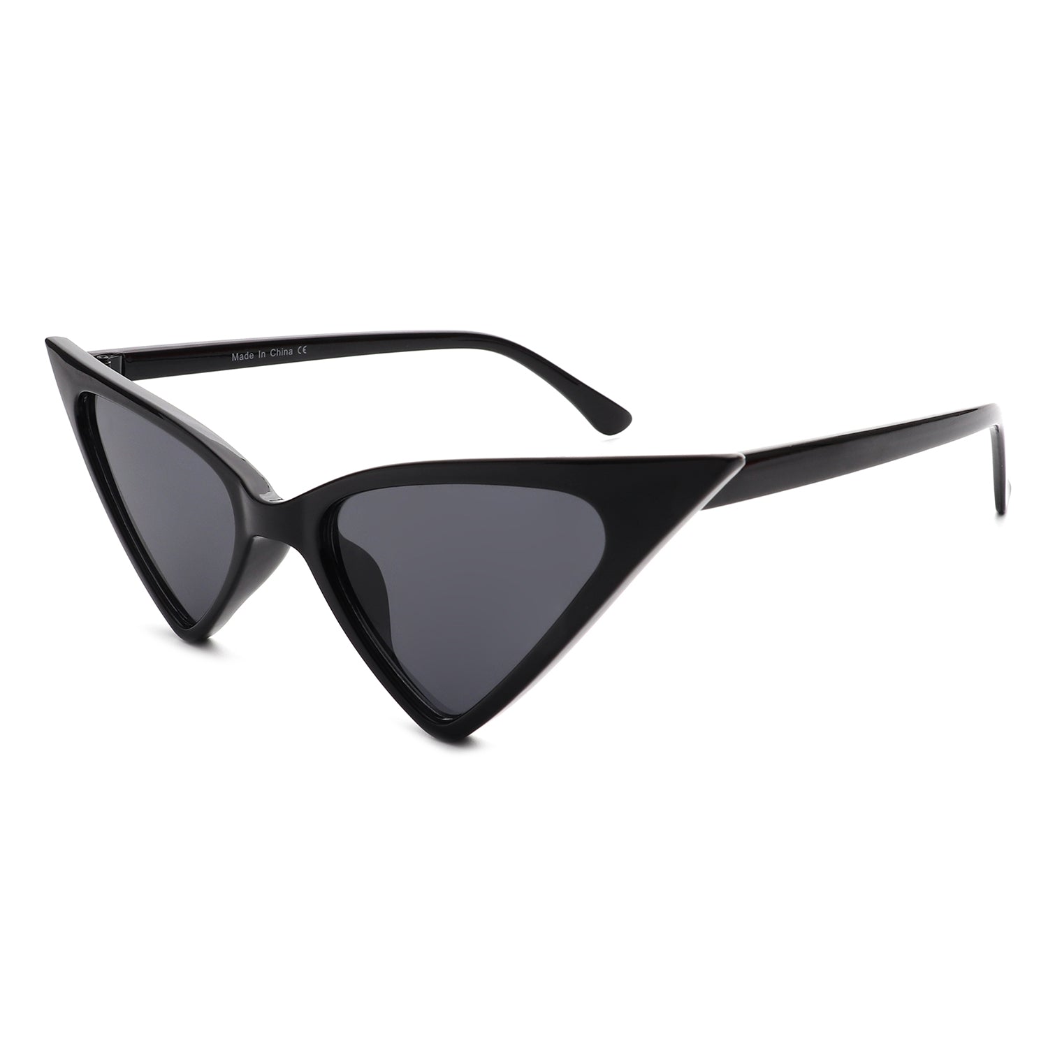 S1179 - Vintage Triangle High Pointed Cat Eye Retro Fashion SUNGLASSES Black