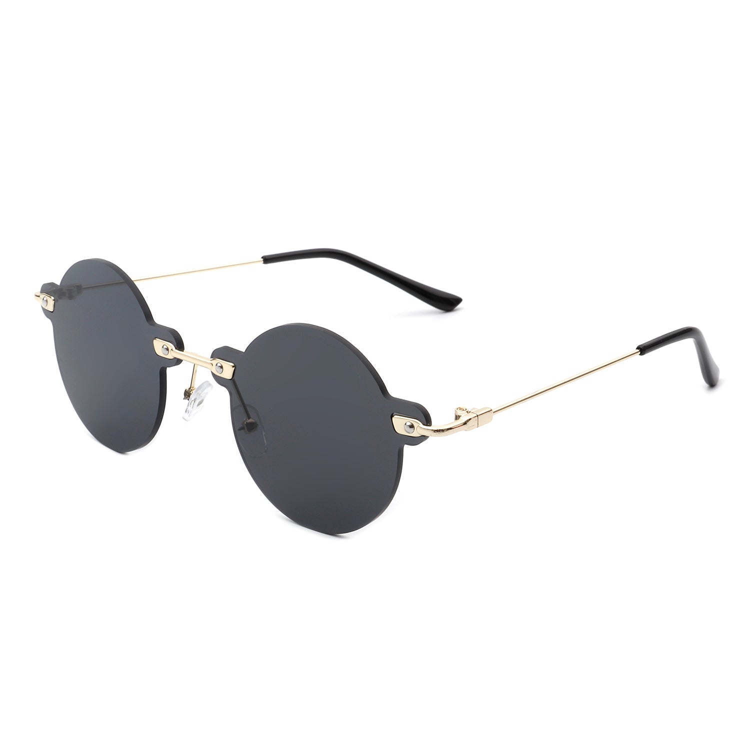 Circle Retro Round Rimless Fashion Tinted Vintage Sunglasses by IRIS FASHION SUNGLASSES