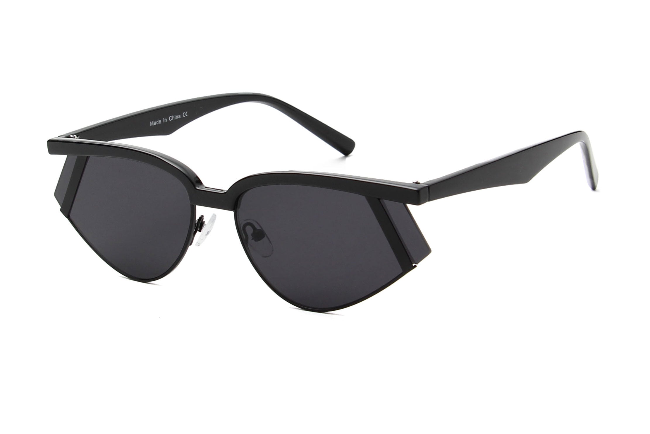 J2001 - Rimless Futuristic Rectangle Fashion Wholesale Sunglasses Black