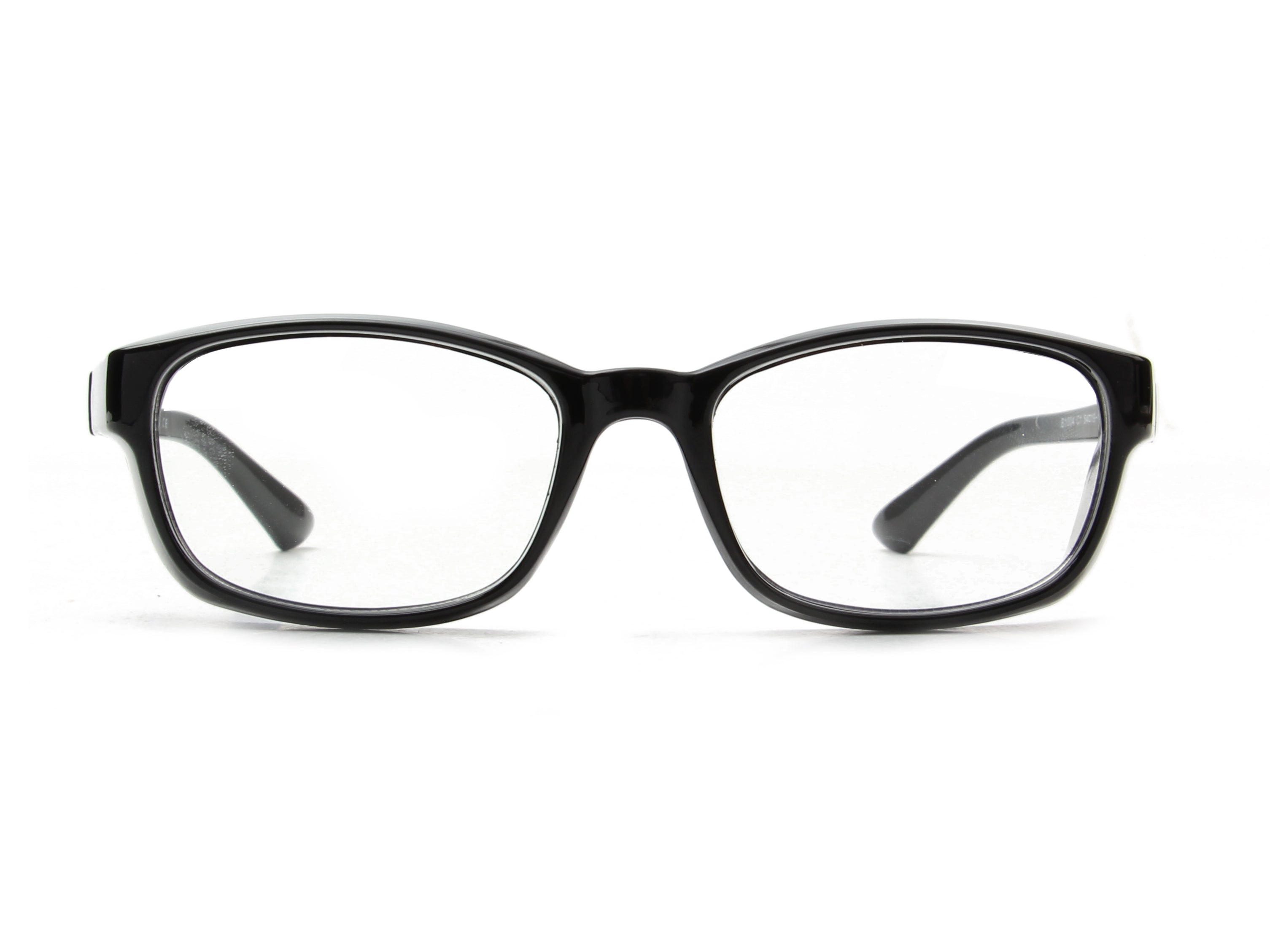 B1004 - Classic Rectangle Sports Wrap Blue Light Blocker Glasses Black