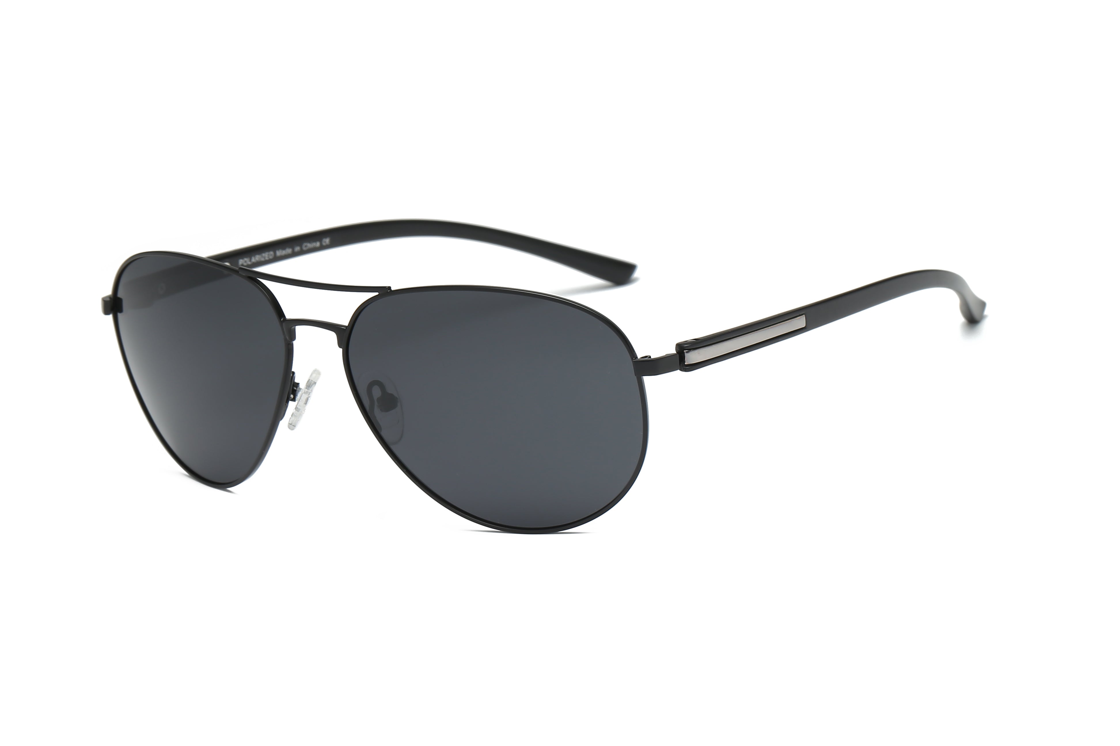 P4001 - Classic Polarized Aviator SUNGLASSES Shiny Black