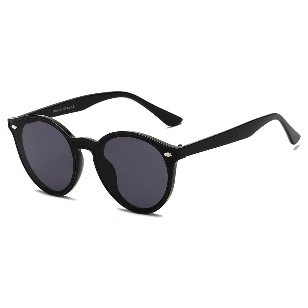 S1100 - Unisex Fashion Retro Round SUNGLASSES Black