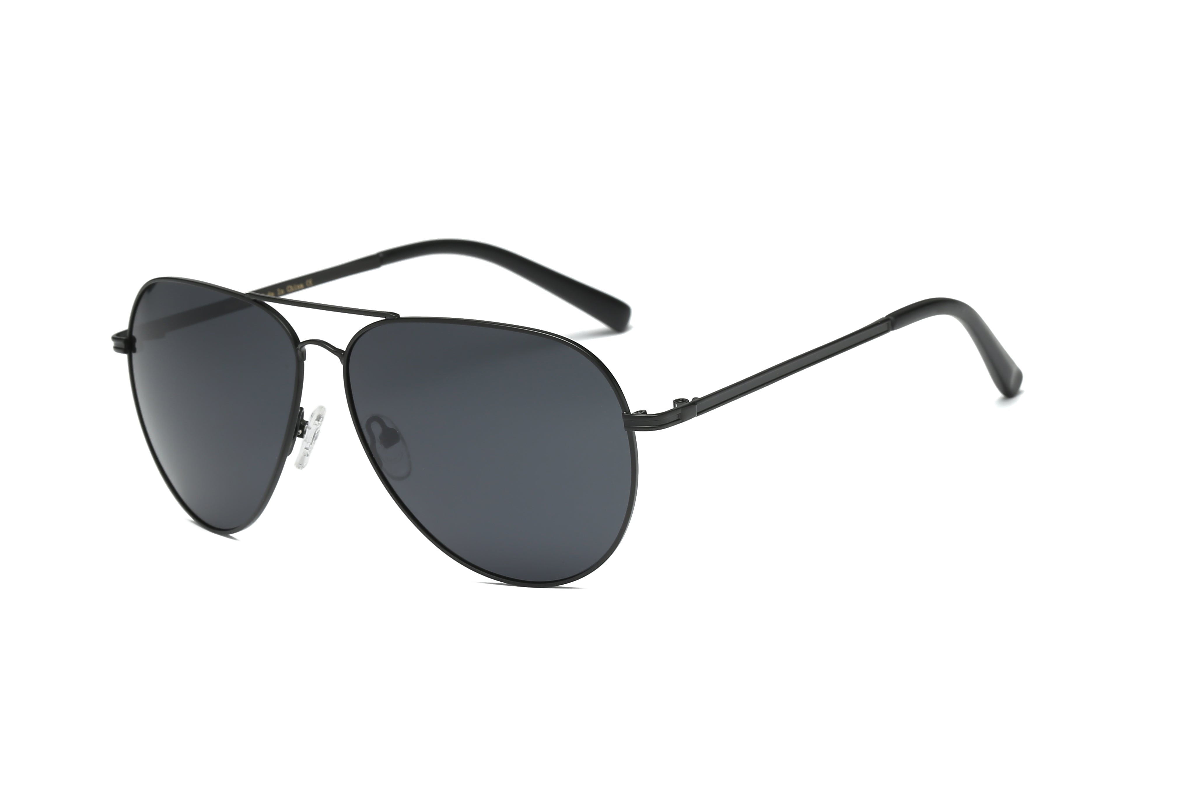 P4004 - Metal Classic Polarized Aviator SUNGLASSES Shiny Black