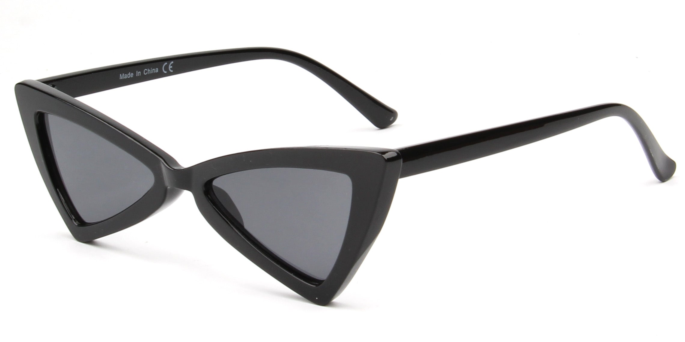 S1053 - Women High Pointed Cat Eye SUNGLASSES Black / Black