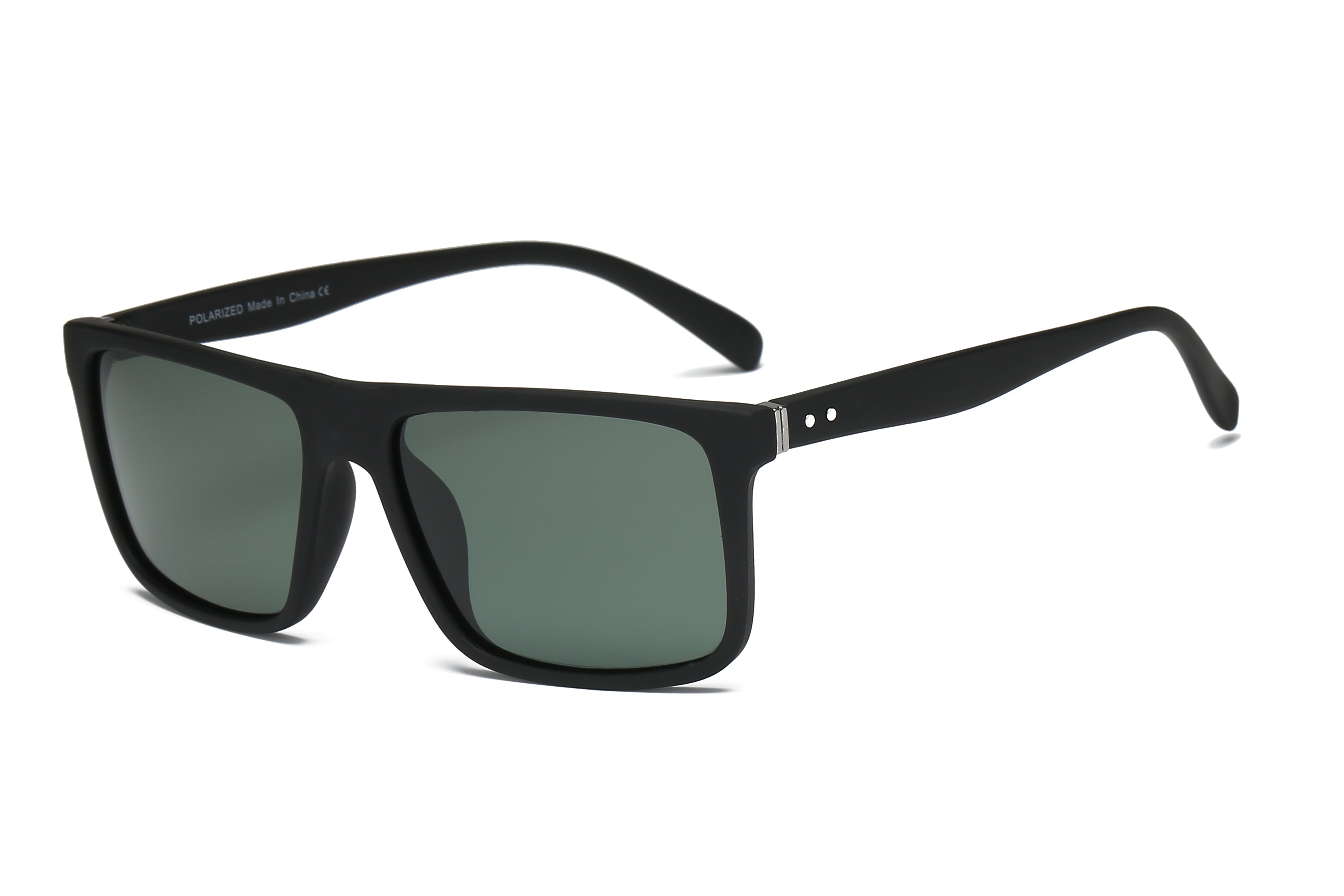 YP2003 - Men Classic Polarized Rectangular Sunglasses Matte Black/Oilve