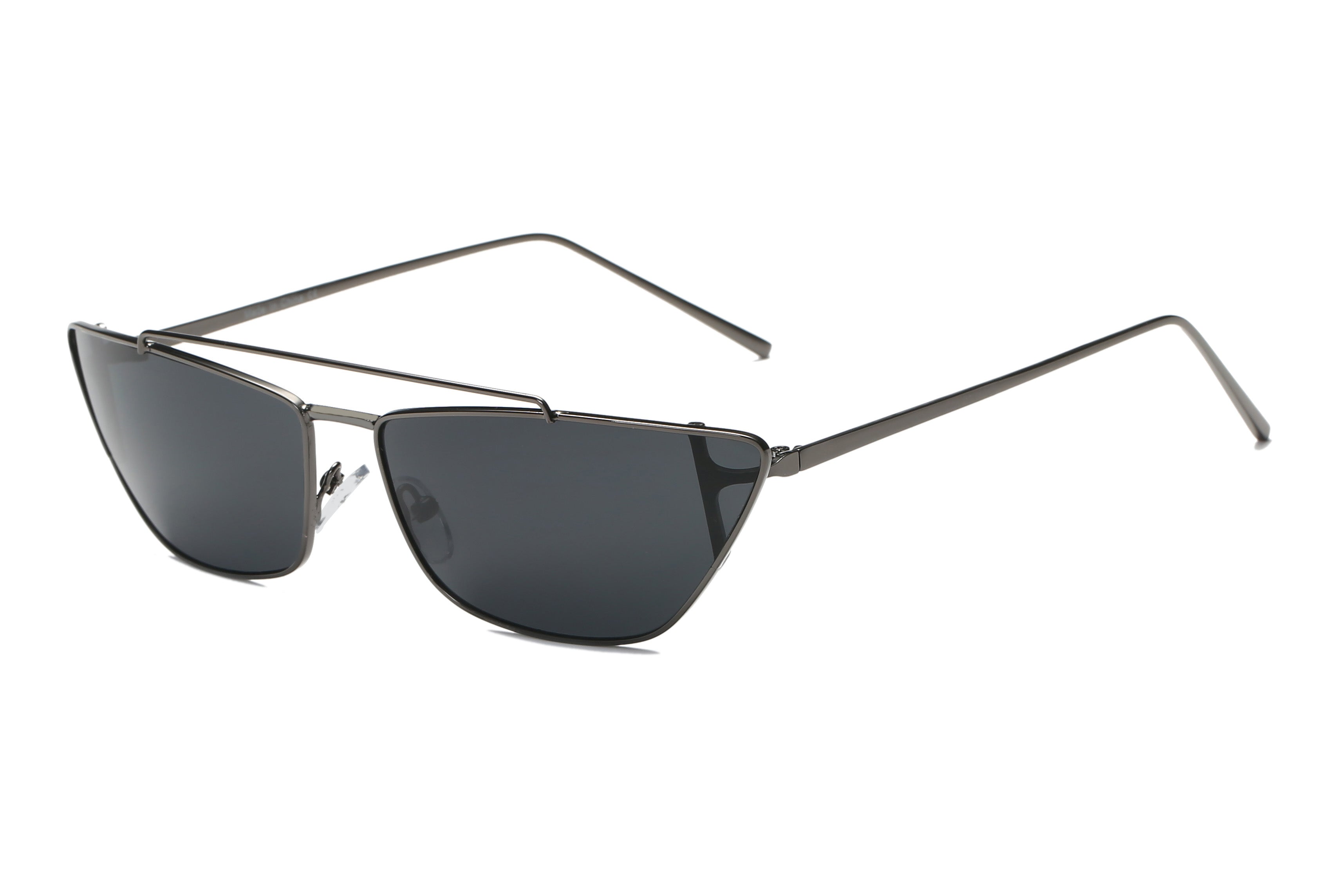 S3008 - Women Metal Retro Flat Lens Rectangular Sunglasses Gunmetal/Black