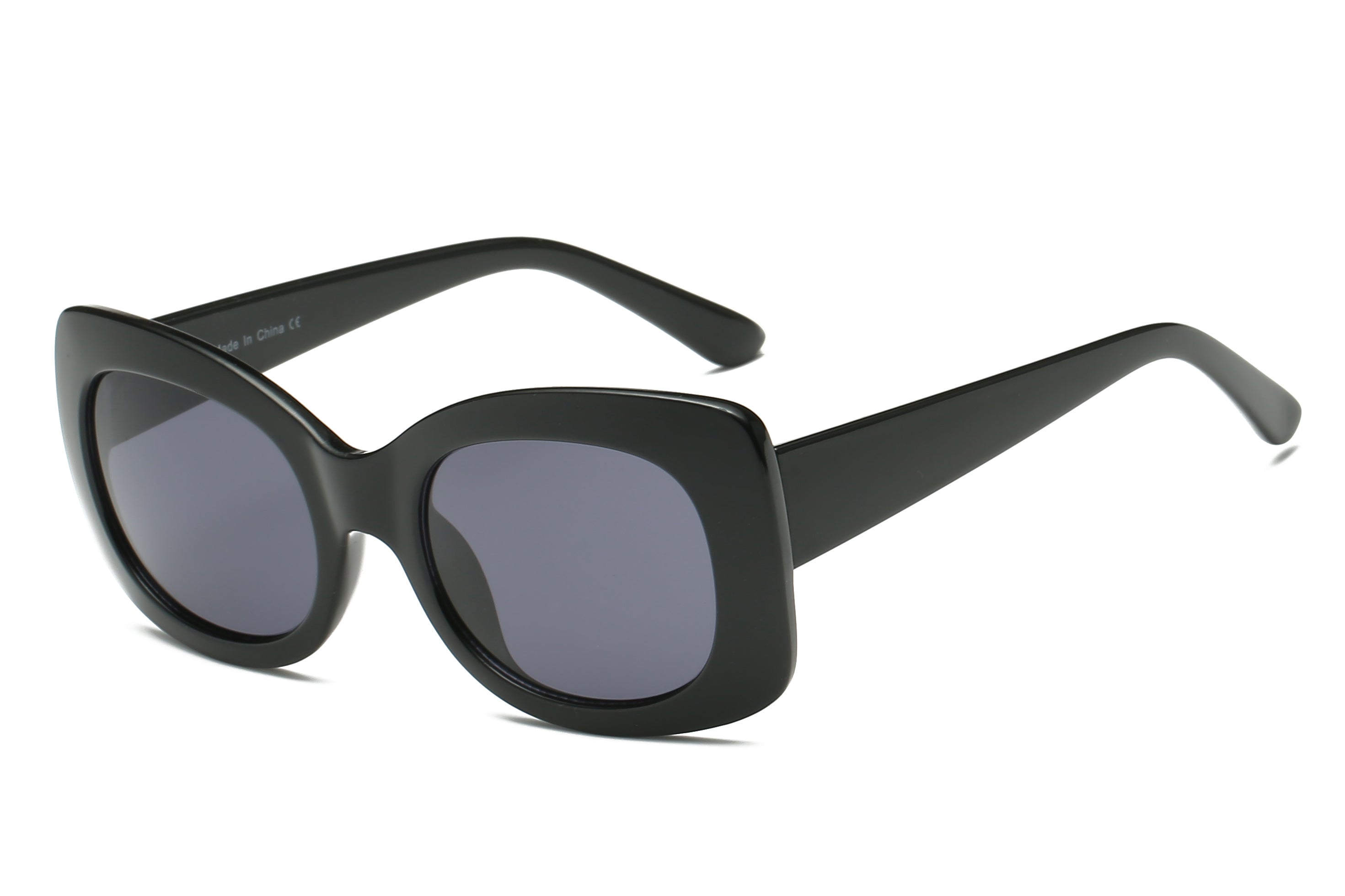 S1063 - Women FASHION Retro Rectangle Oversize SUNGLASSES Black