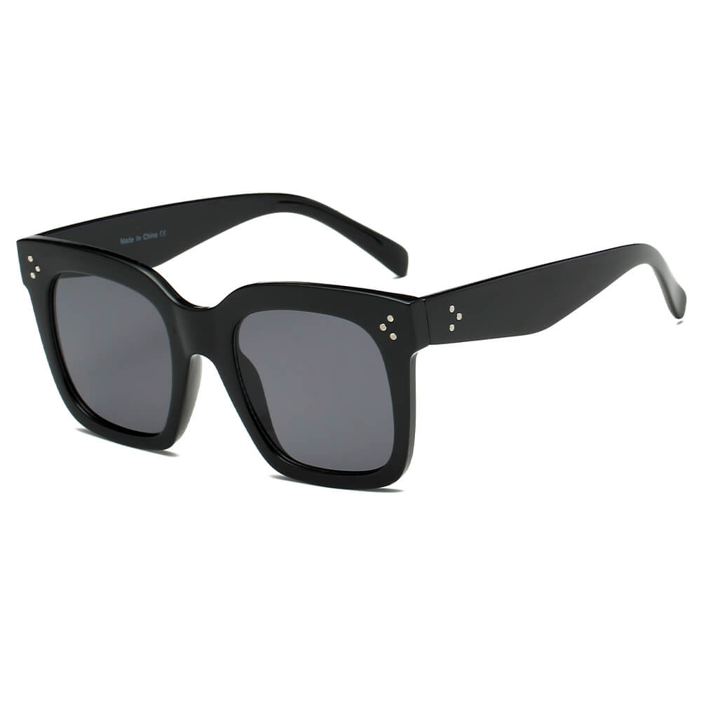 S1057 - Retro Square Fashion Flat Top Sunglasses Black