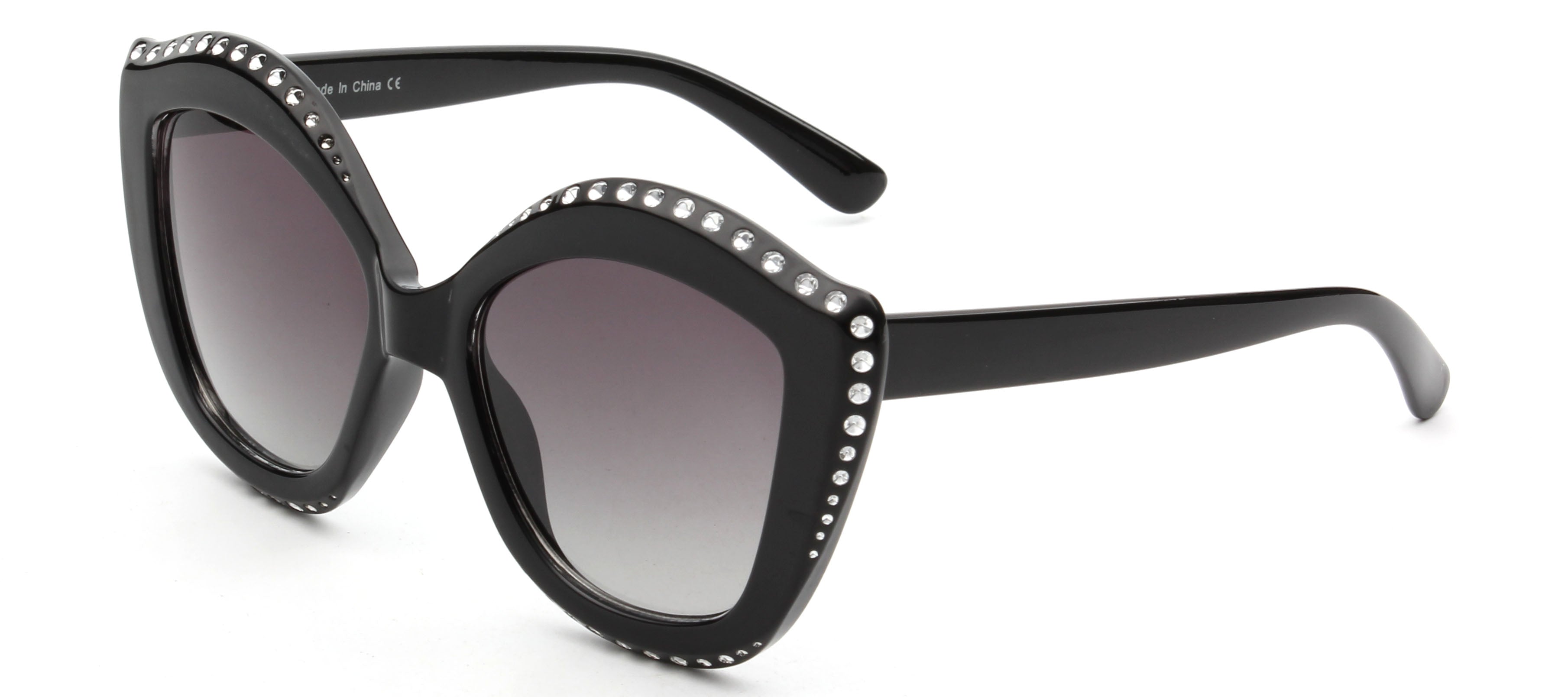 S1092 - Women Oversized Round Cat Eye Fashion Sunglasses Gradient Black