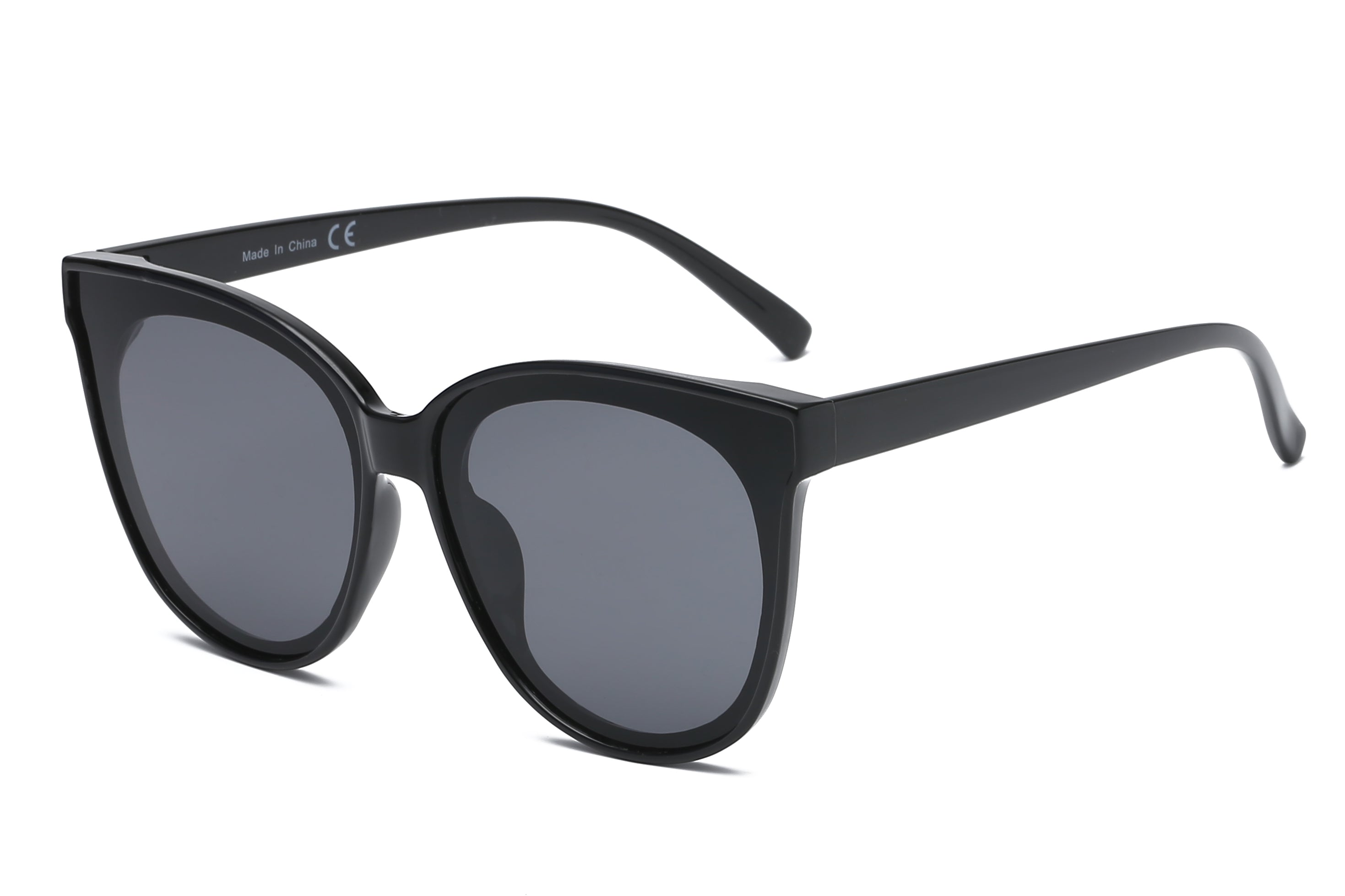 S1075 - Women Round Cat Eye Sunglasses Black