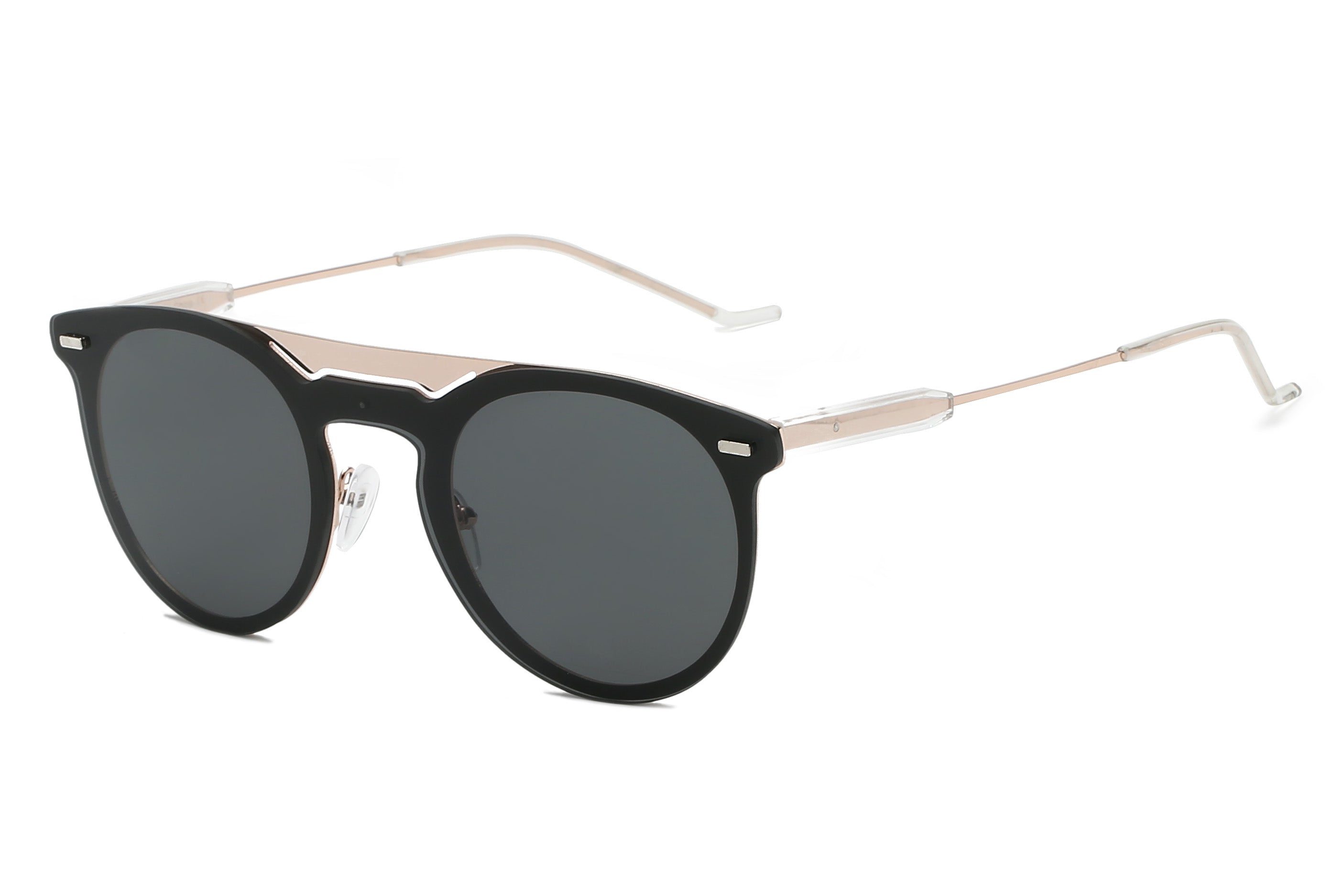 S3010 - Retro Mirrored Circle Round Sunglasses Black
