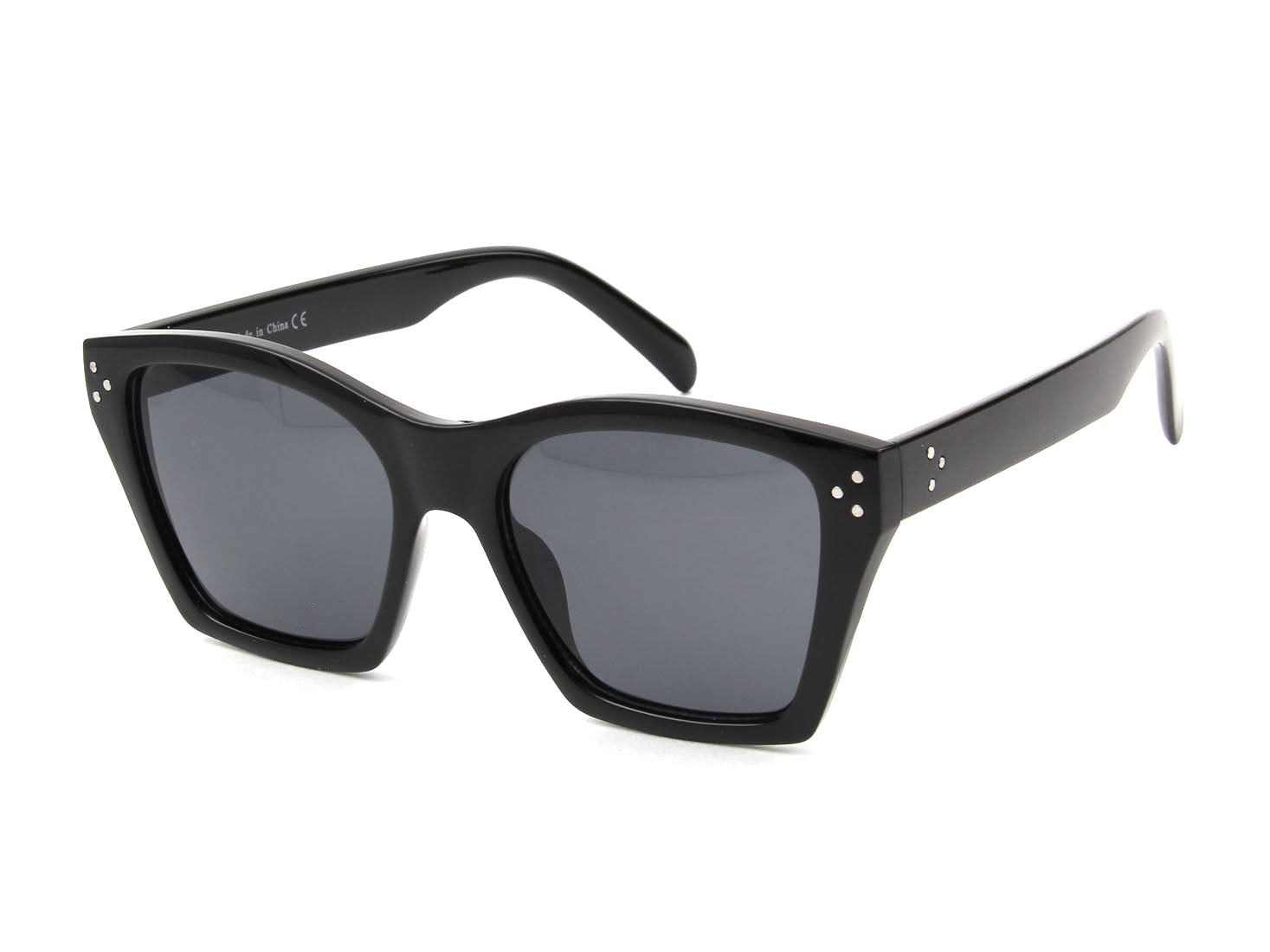 S1151 - Retro Cat Eye Square FASHION SUNGLASSES Black/Smoke