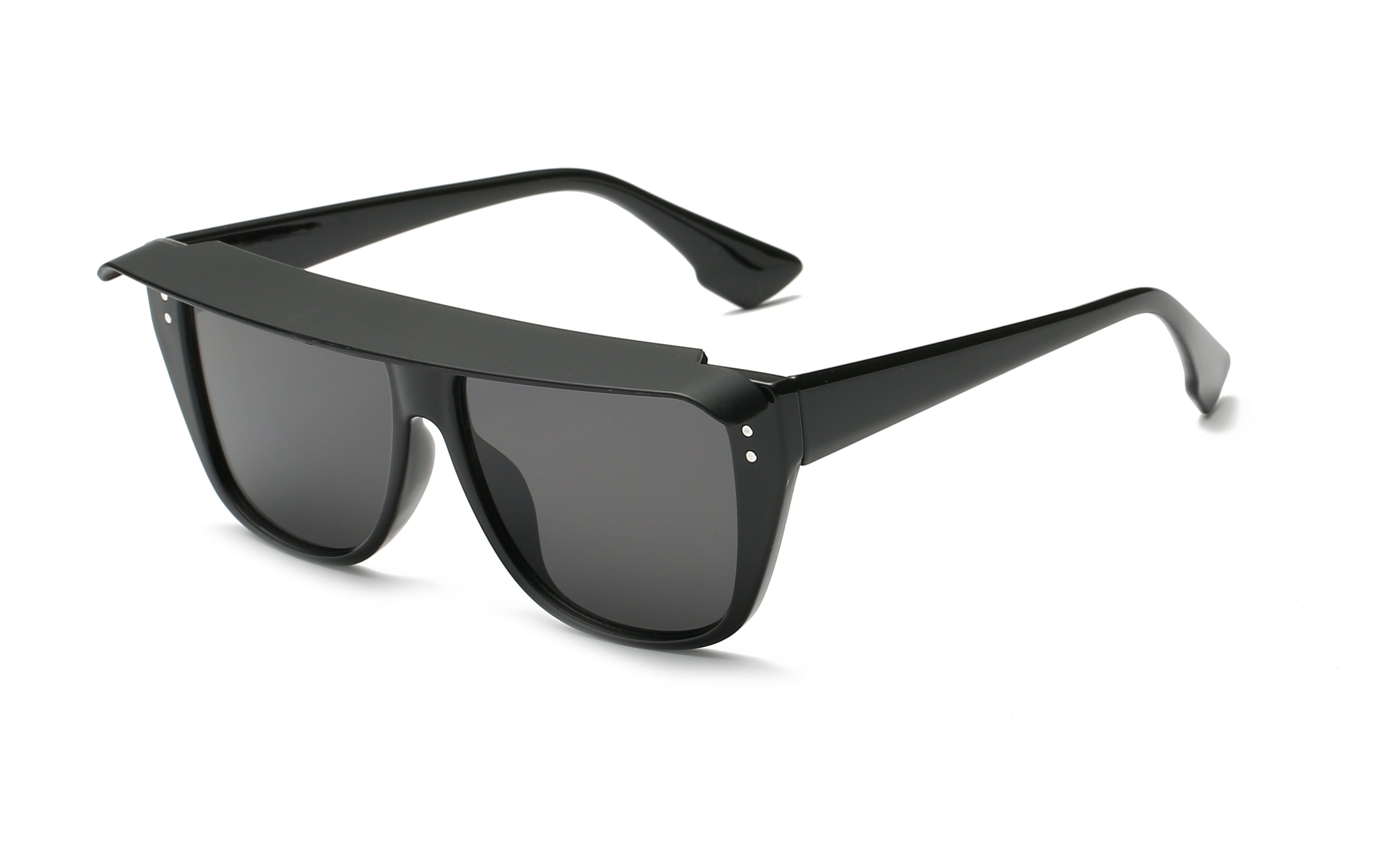 S1097 - Retro Vintage Shield Square Fashion Sunglasses Black