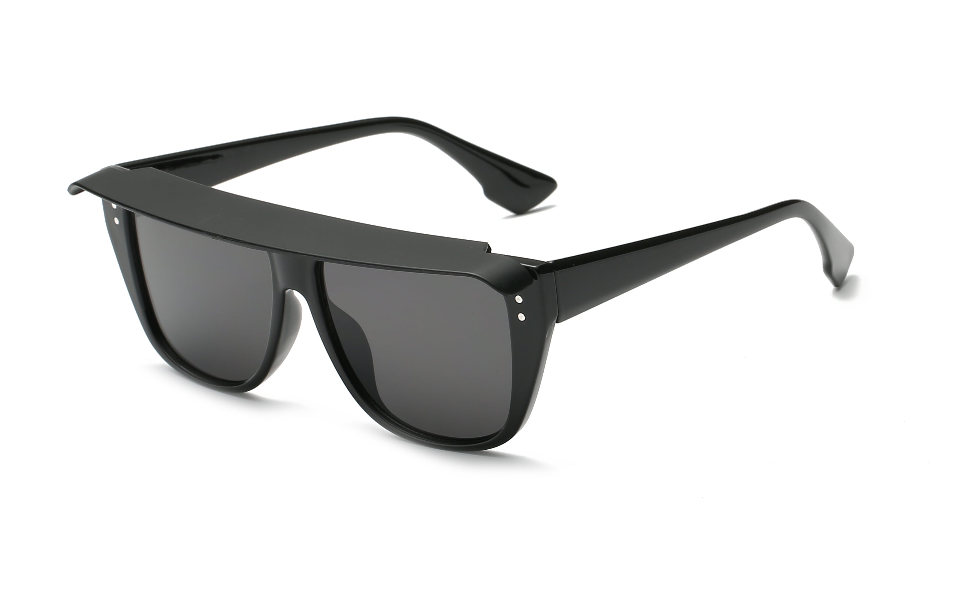 S1097 - Retro Vintage Shield Square Fashion SUNGLASSES Black