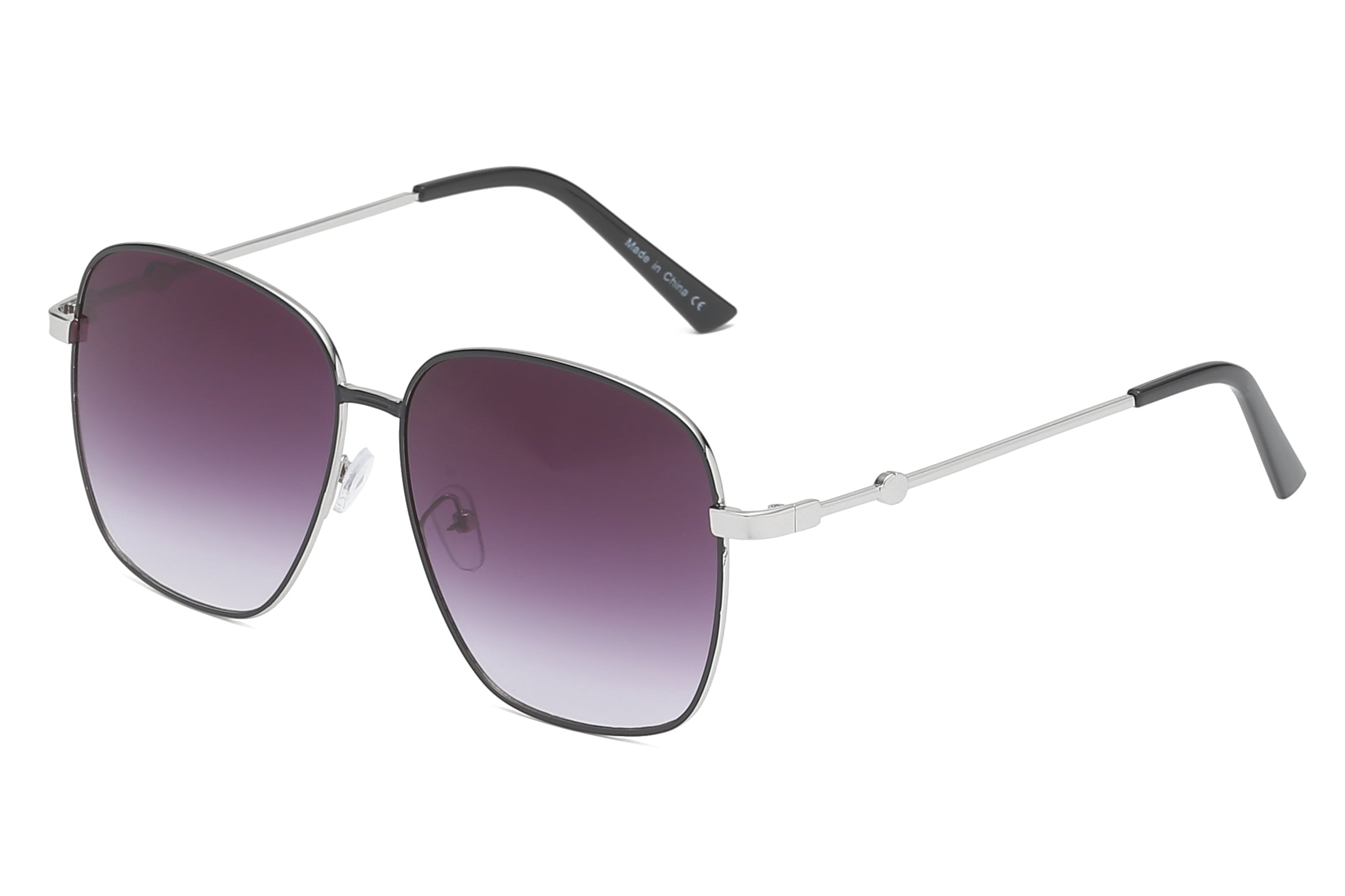 S2050 - Women METAL Square Oversize SUNGLASSES Gradient Purple