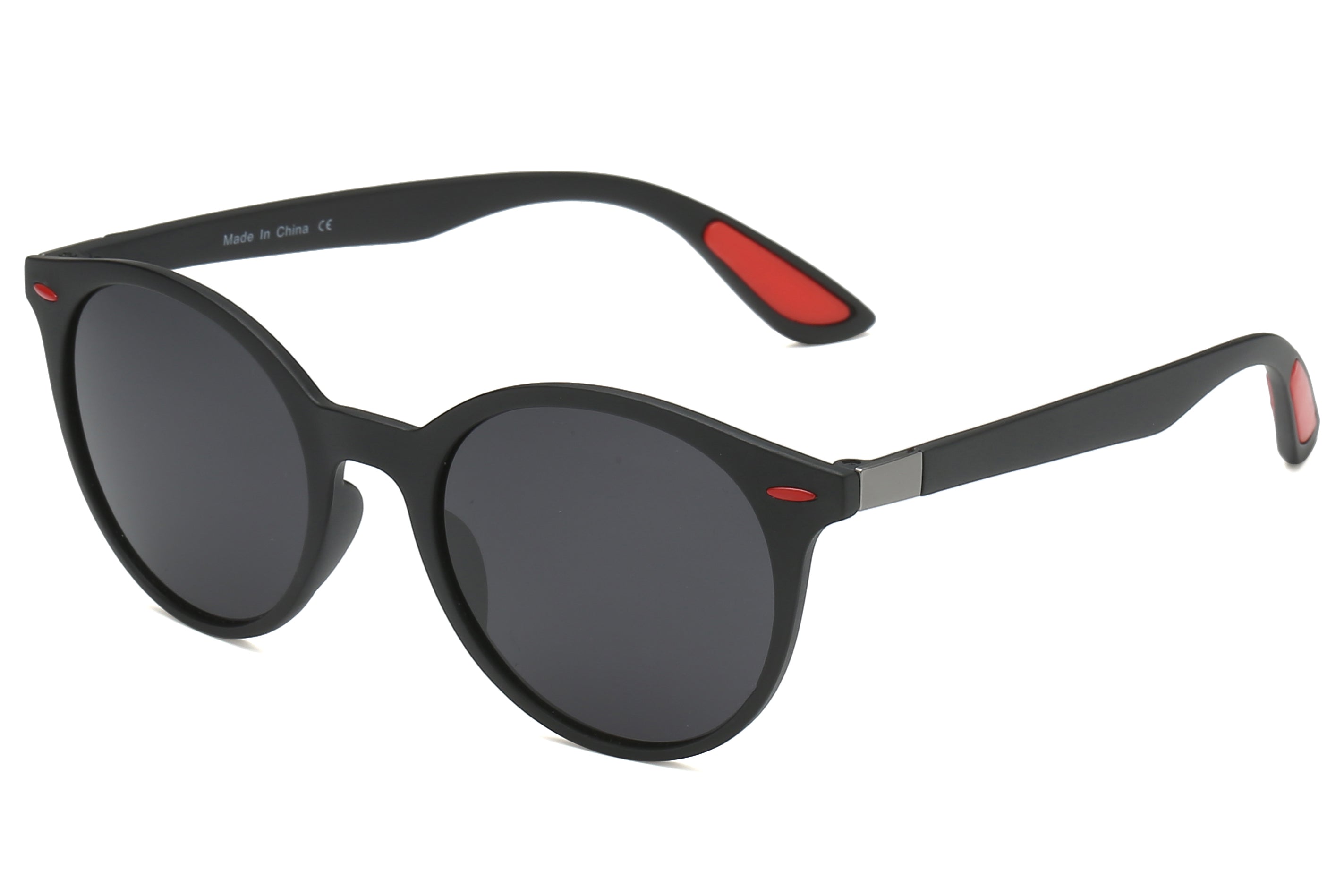 P2094 - Retro Circle Round POLARIZED SUNGLASSES Black