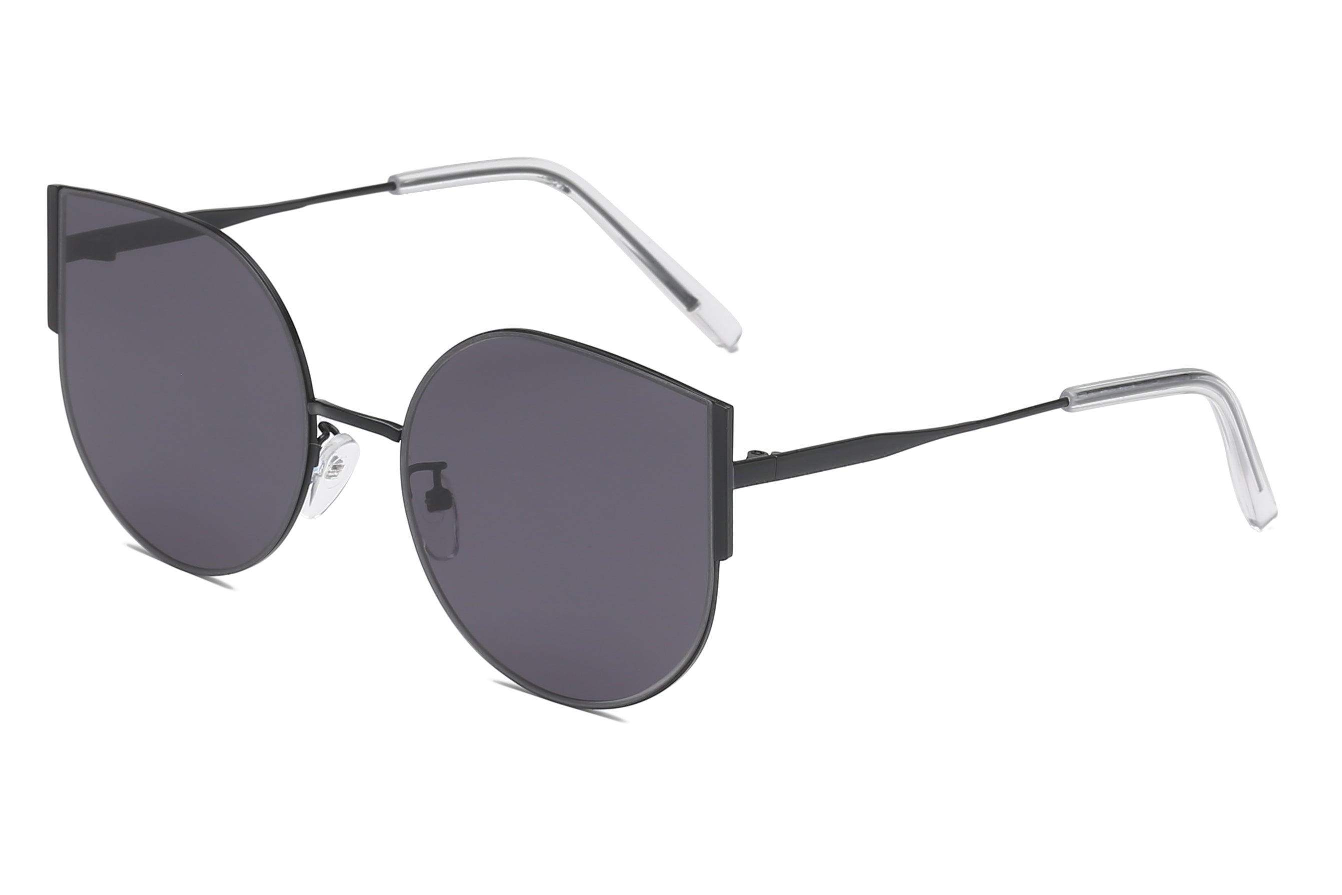 S4004 - Women Round Cat Eye Sunglasses Black
